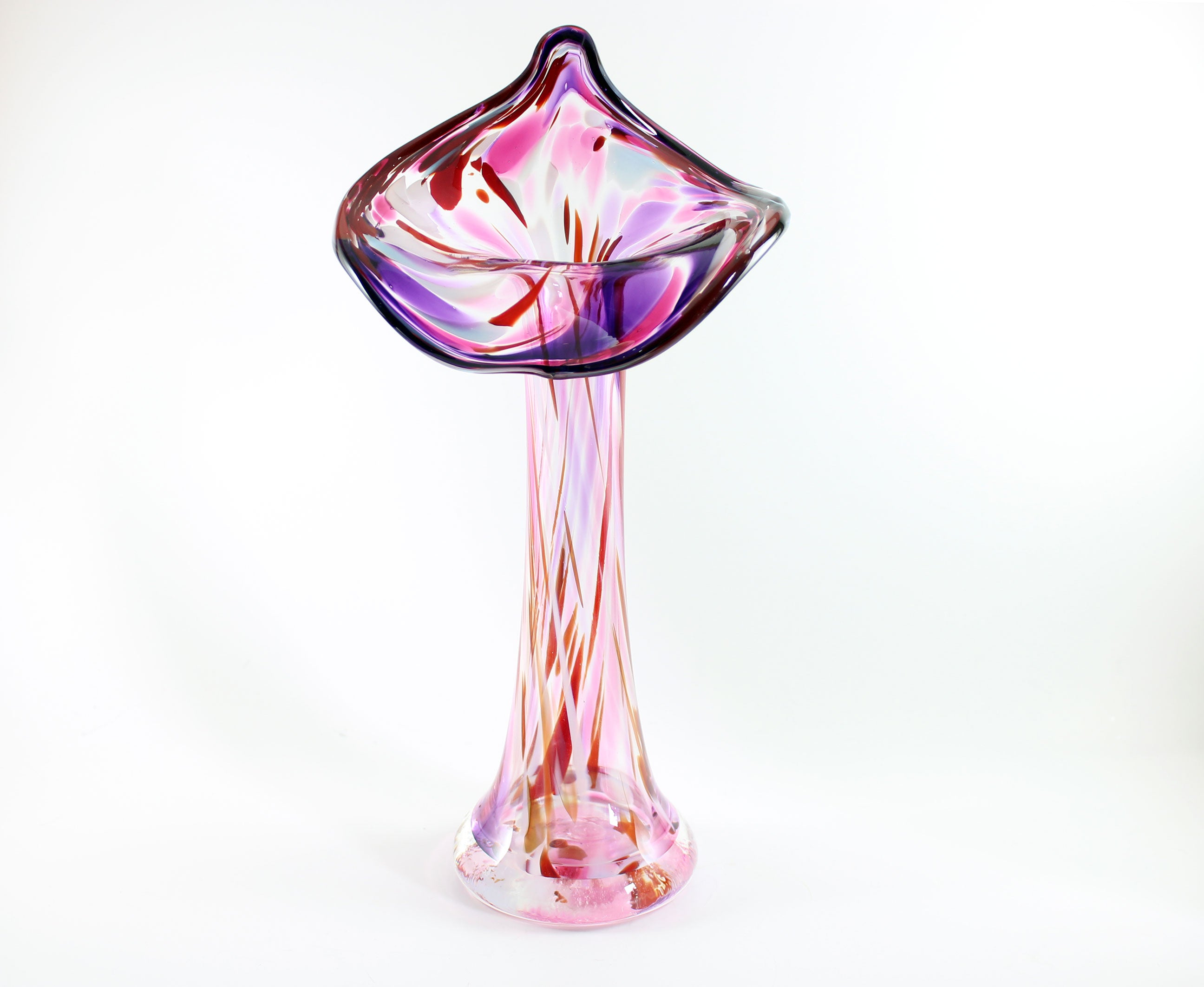 Art Glass Jack In The Pulpit Red Pink Vase