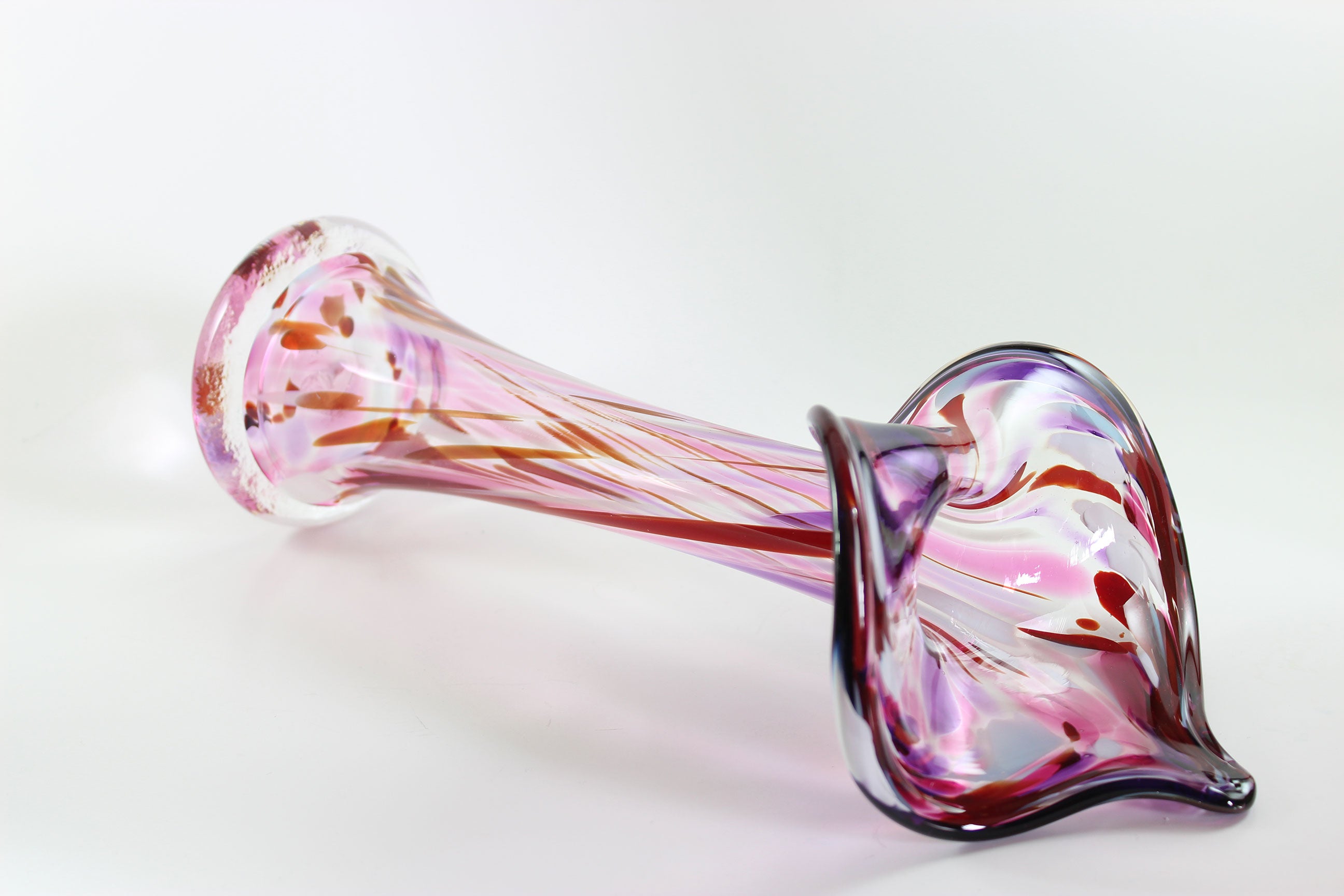Art Glass Jack In The Pulpit Red Pink Vase