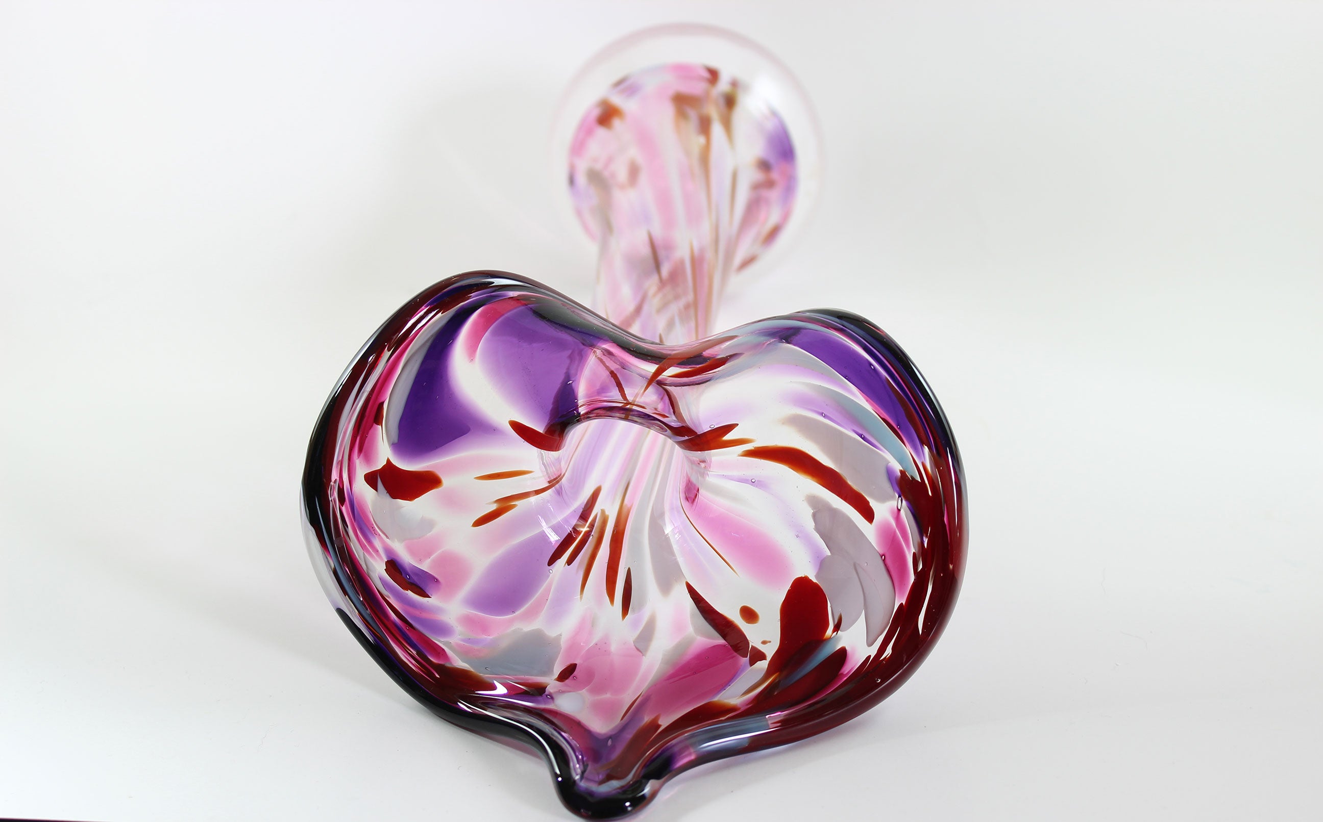 Art Glass Jack In The Pulpit Red Pink Vase