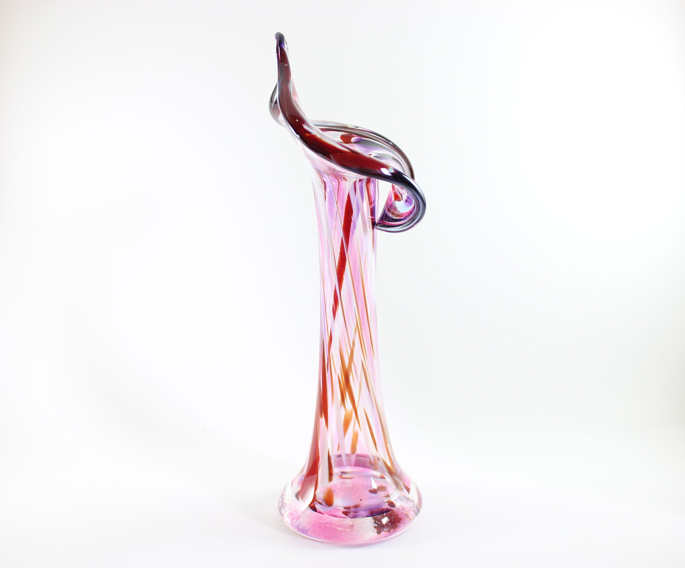 Art Glass Jack In The Pulpit Red Pink Vase