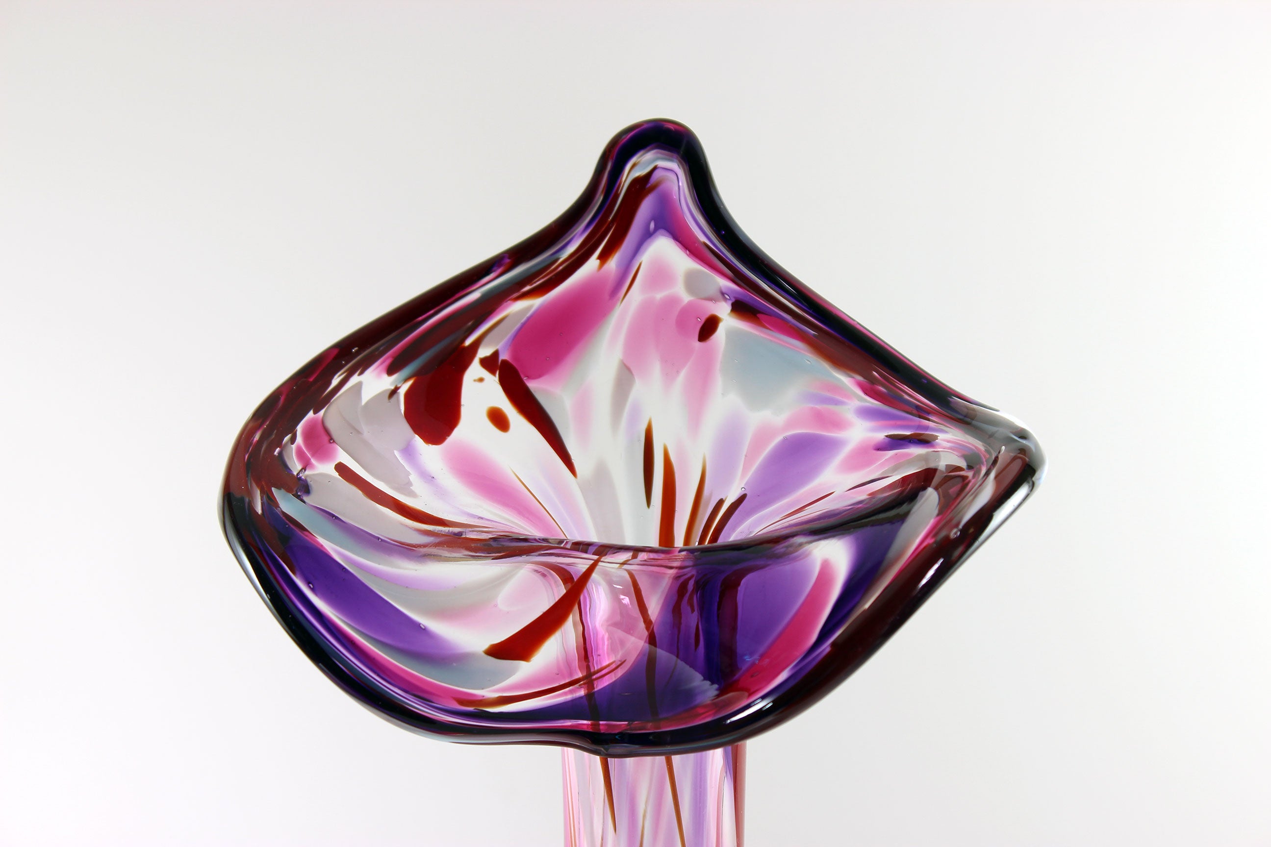 Art Glass Jack In The Pulpit Red Pink Vase