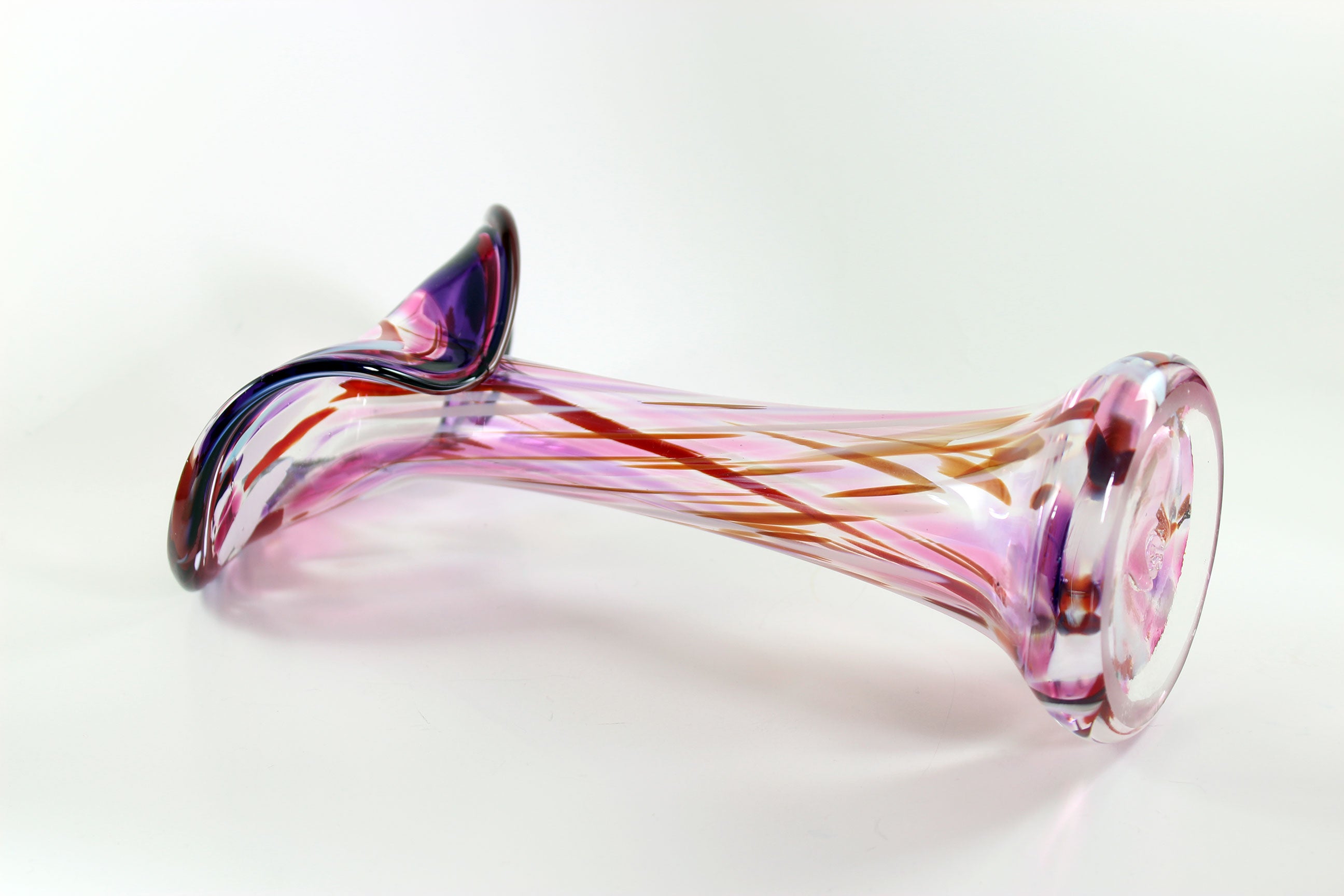 Art Glass Jack In The Pulpit Red Pink Vase