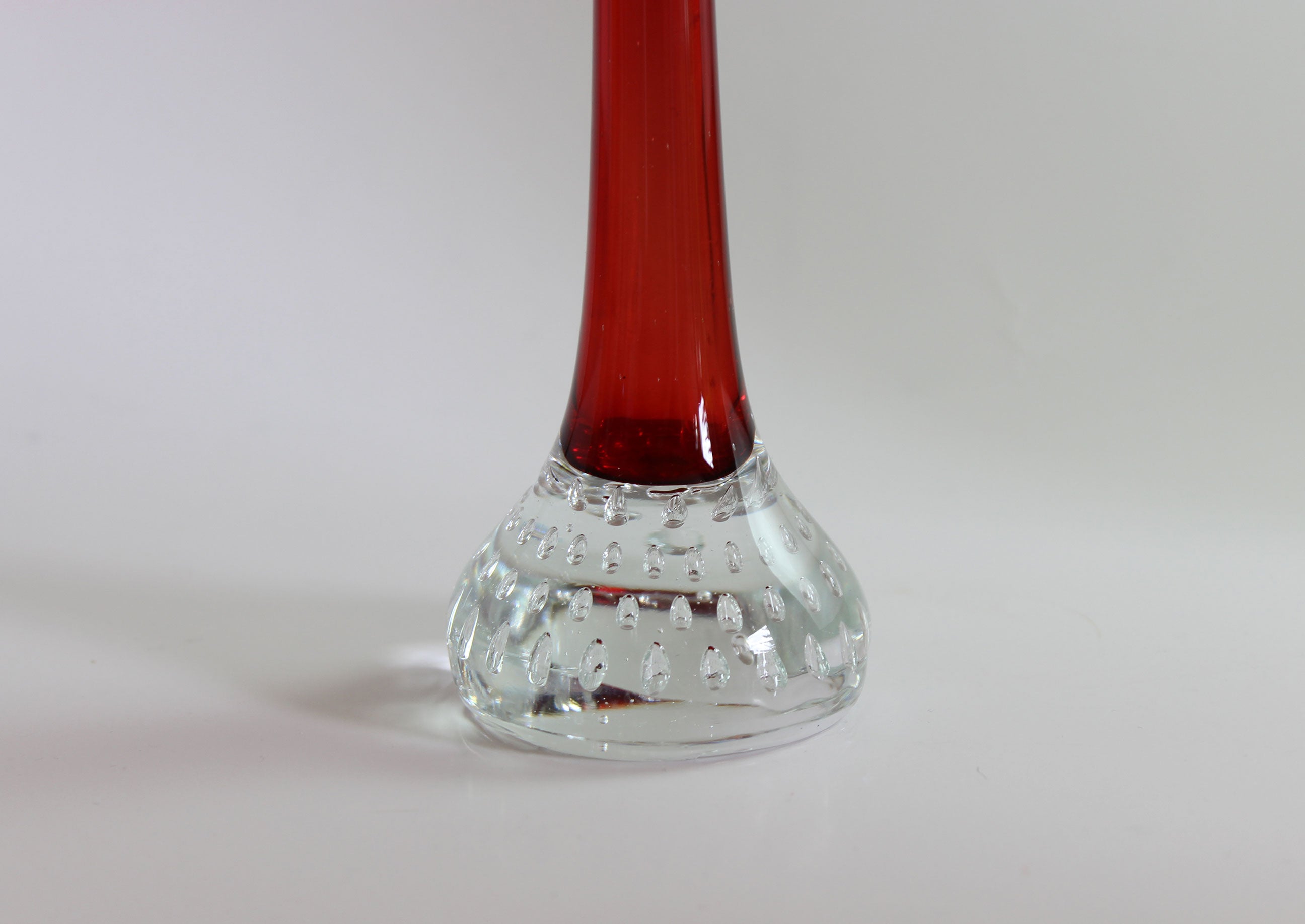 Asede Glasbruk, Solifleur Rose or Bud Vase, Red