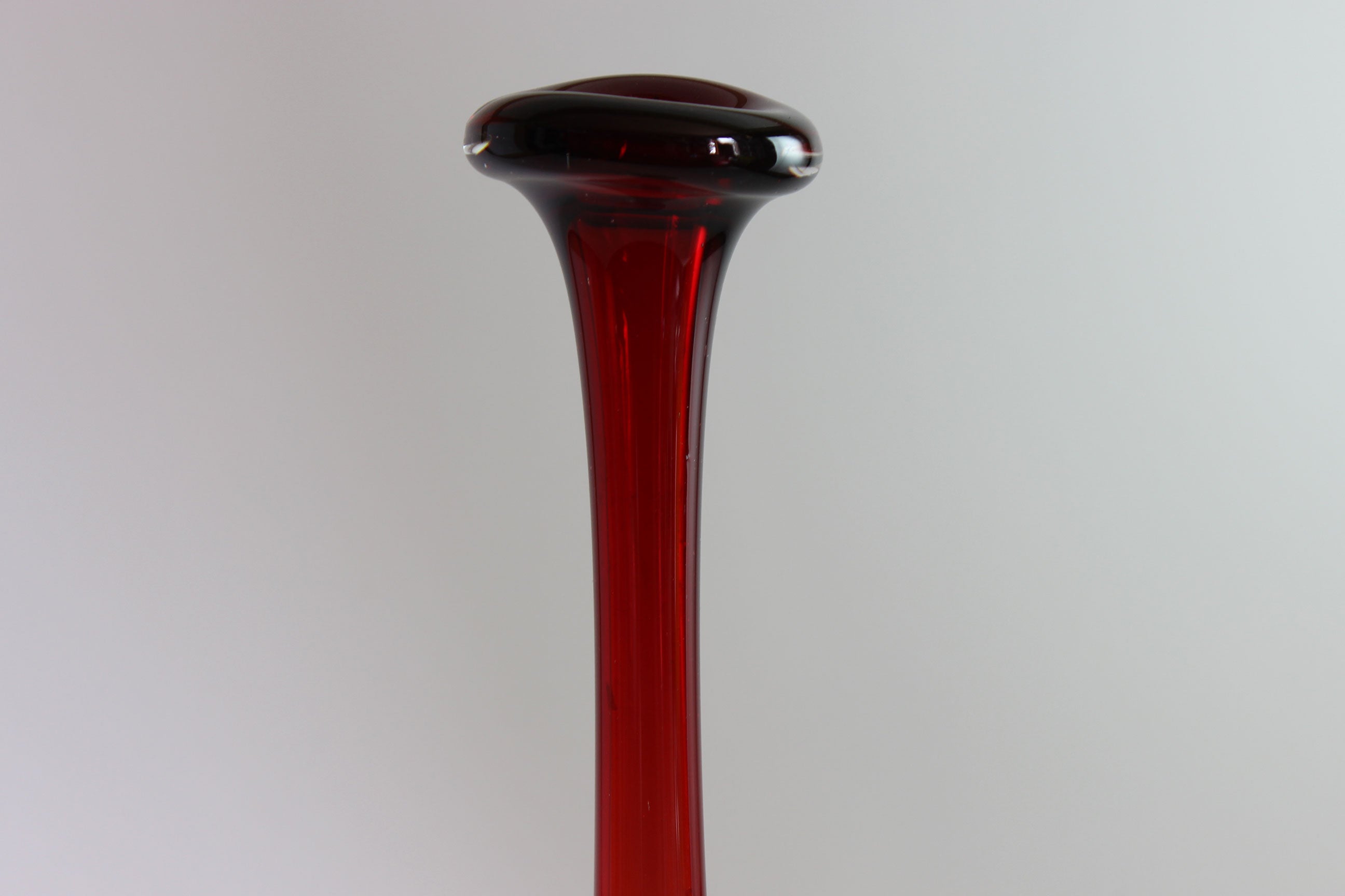 Asede Glasbruk, Solifleur Rose or Bud Vase, Red