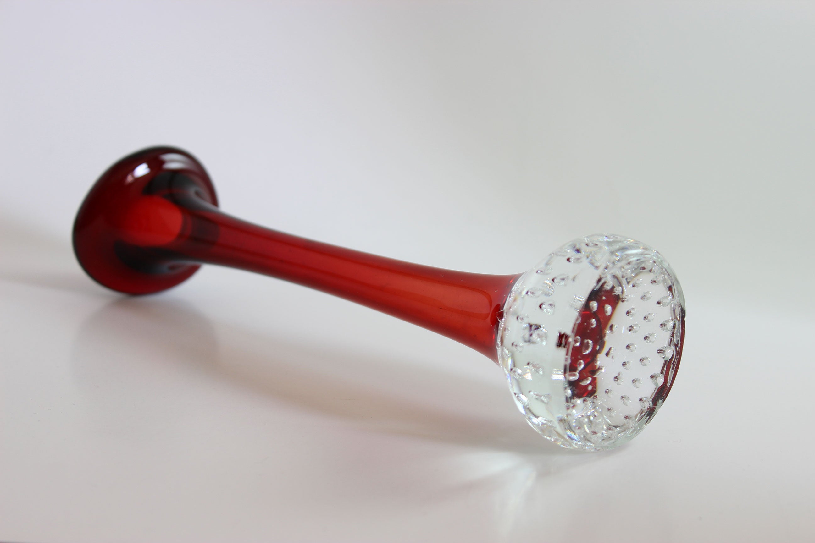Asede Glasbruk, Solifleur Rose or Bud Vase, Red