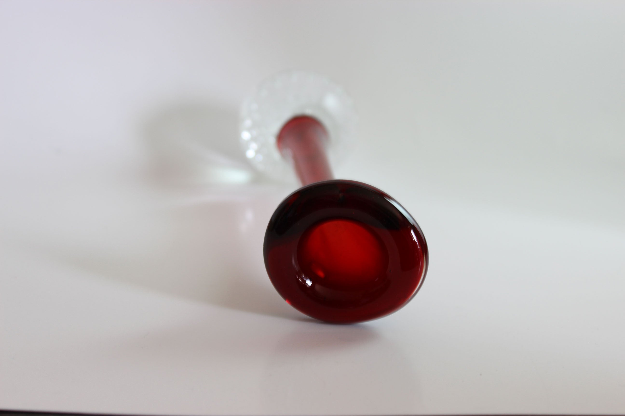 Asede Glasbruk, Solifleur Rose or Bud Vase, Red