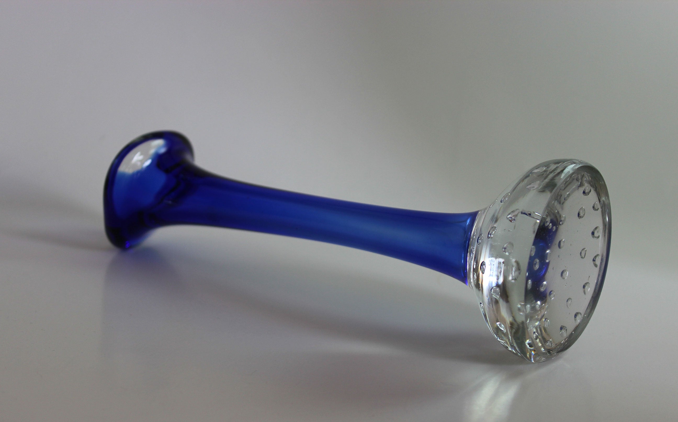 Asede Glasbruk, Solifleur Rose or Bud Vase, Medium Blue