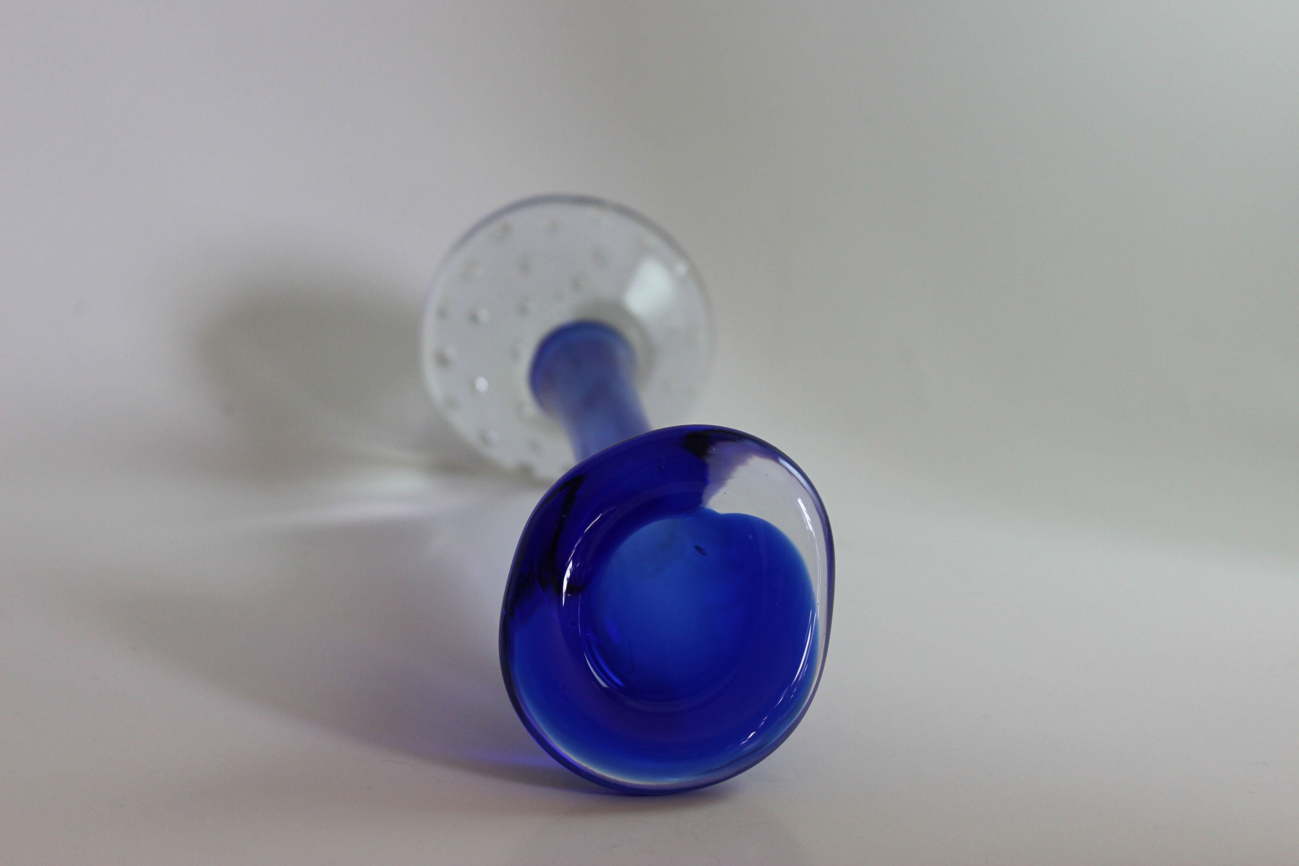 Asede Glasbruk, Solifleur Rose or Bud Vase, Medium Blue