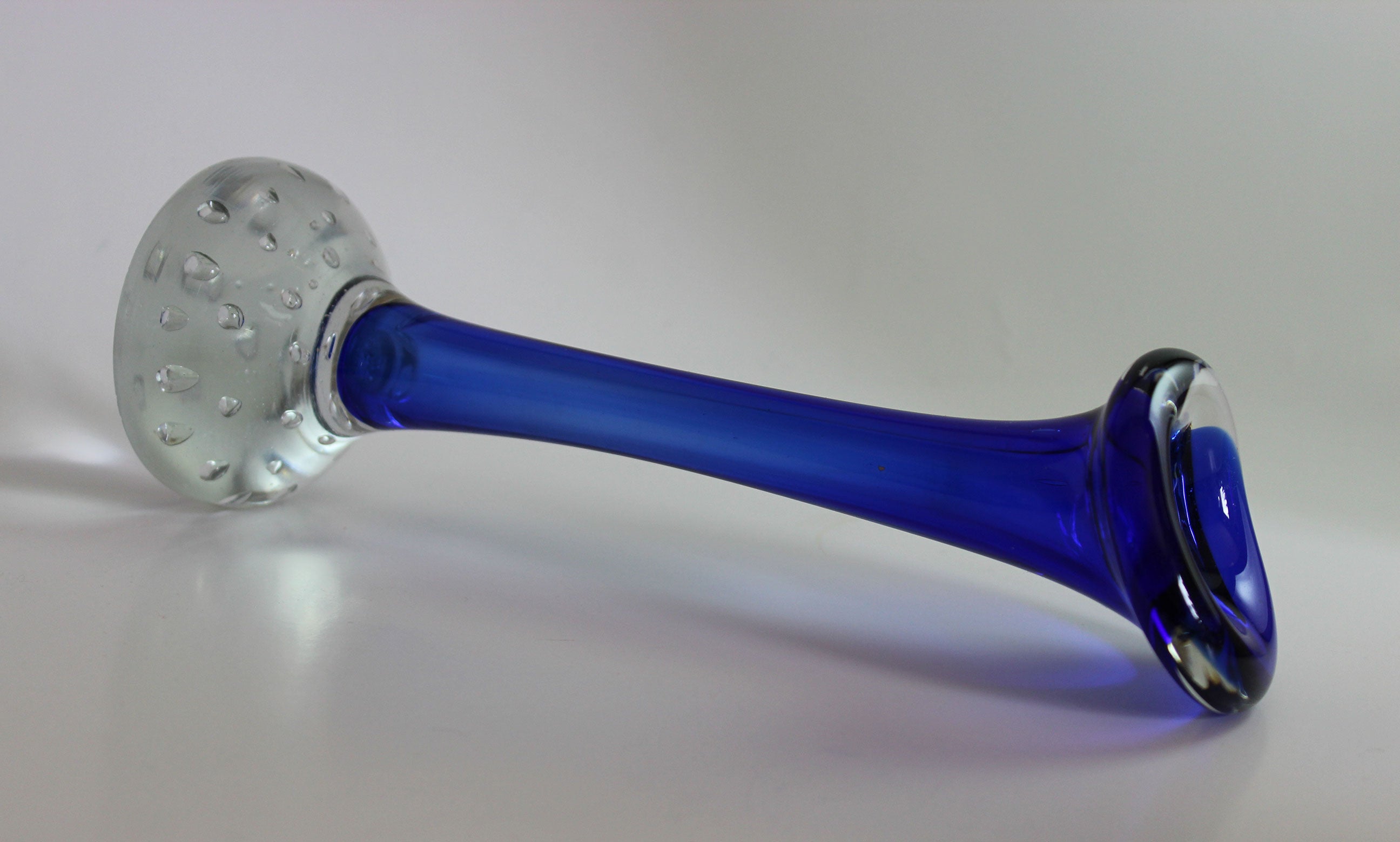 Asede Glasbruk, Solifleur Rose or Bud Vase, Medium Blue