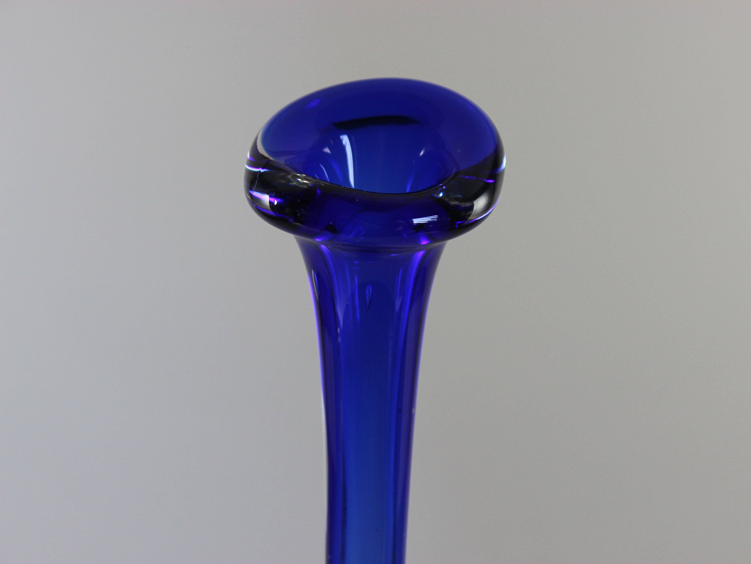 Asede Glasbruk, Solifleur Rose or Bud Vase, Medium Blue