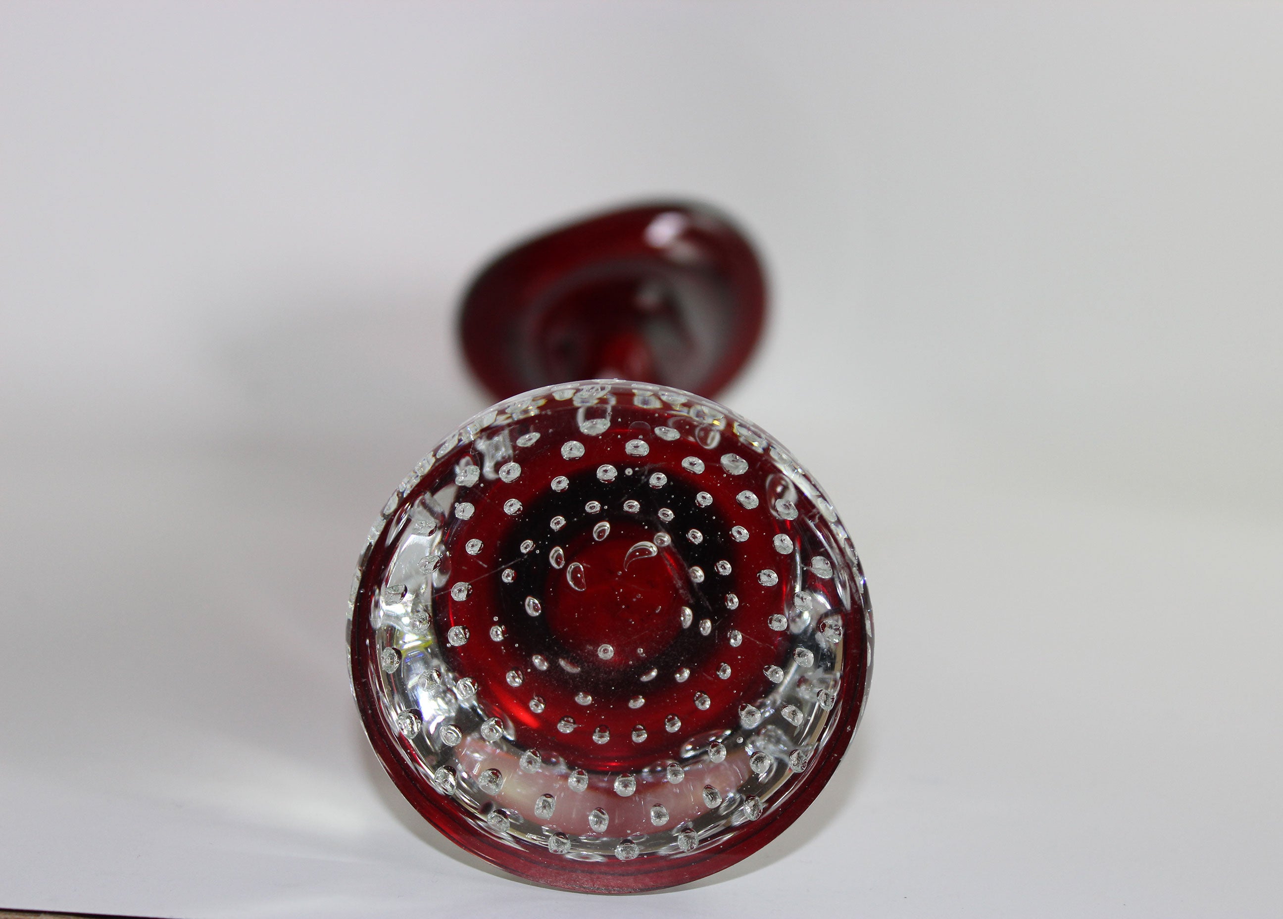 Asede Glasbruk, Solifleur Rose or Bud Vase, Small Red