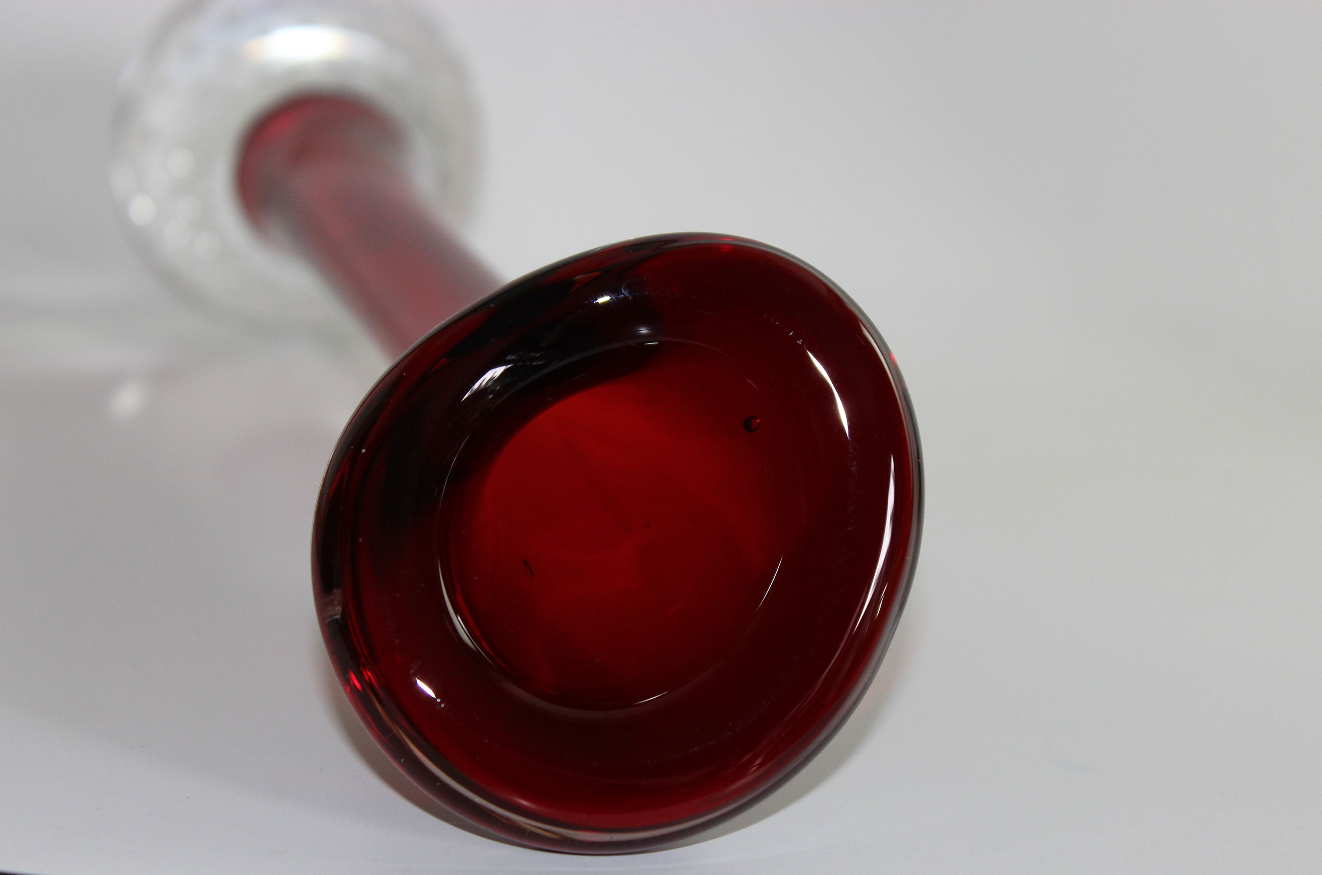 Asede Glasbruk, Solifleur Rose or Bud Vase, Small Red