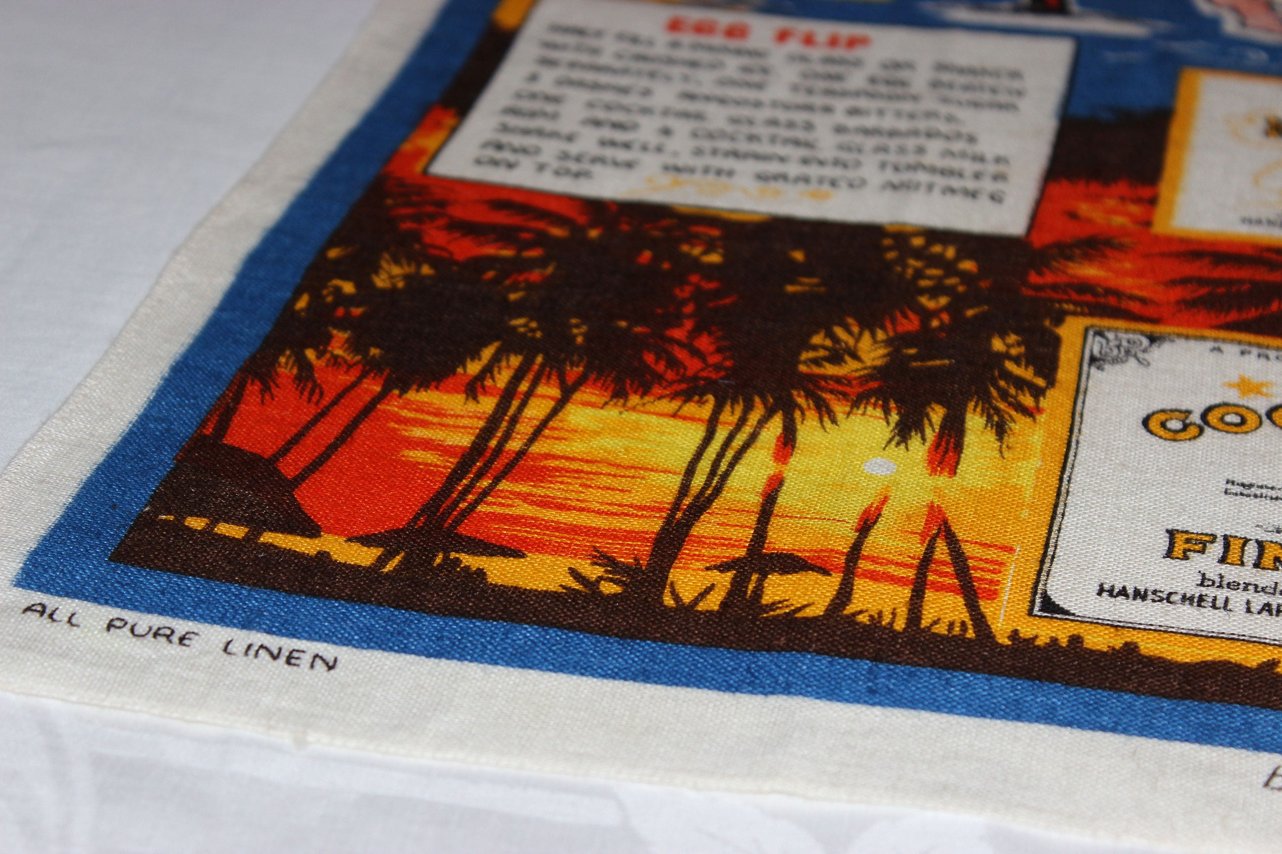 Souvenir Linen Tea Towel, Barbados Rum