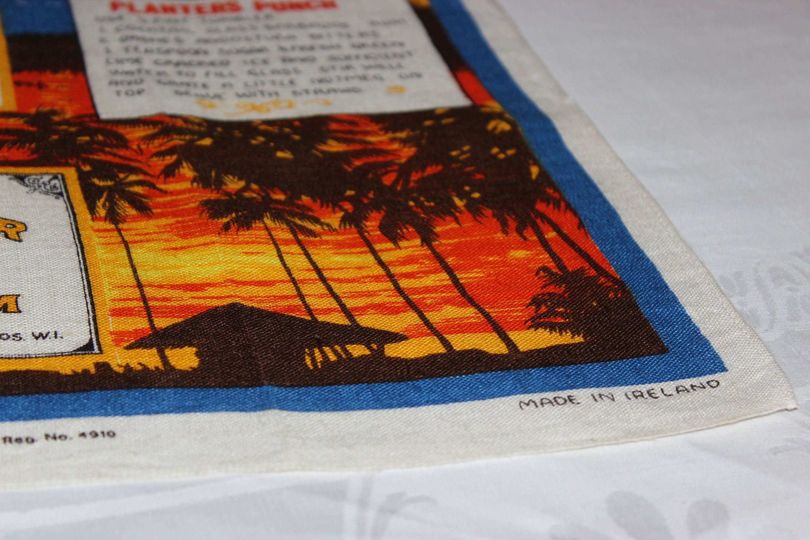 Souvenir Linen Tea Towel, Barbados Rum