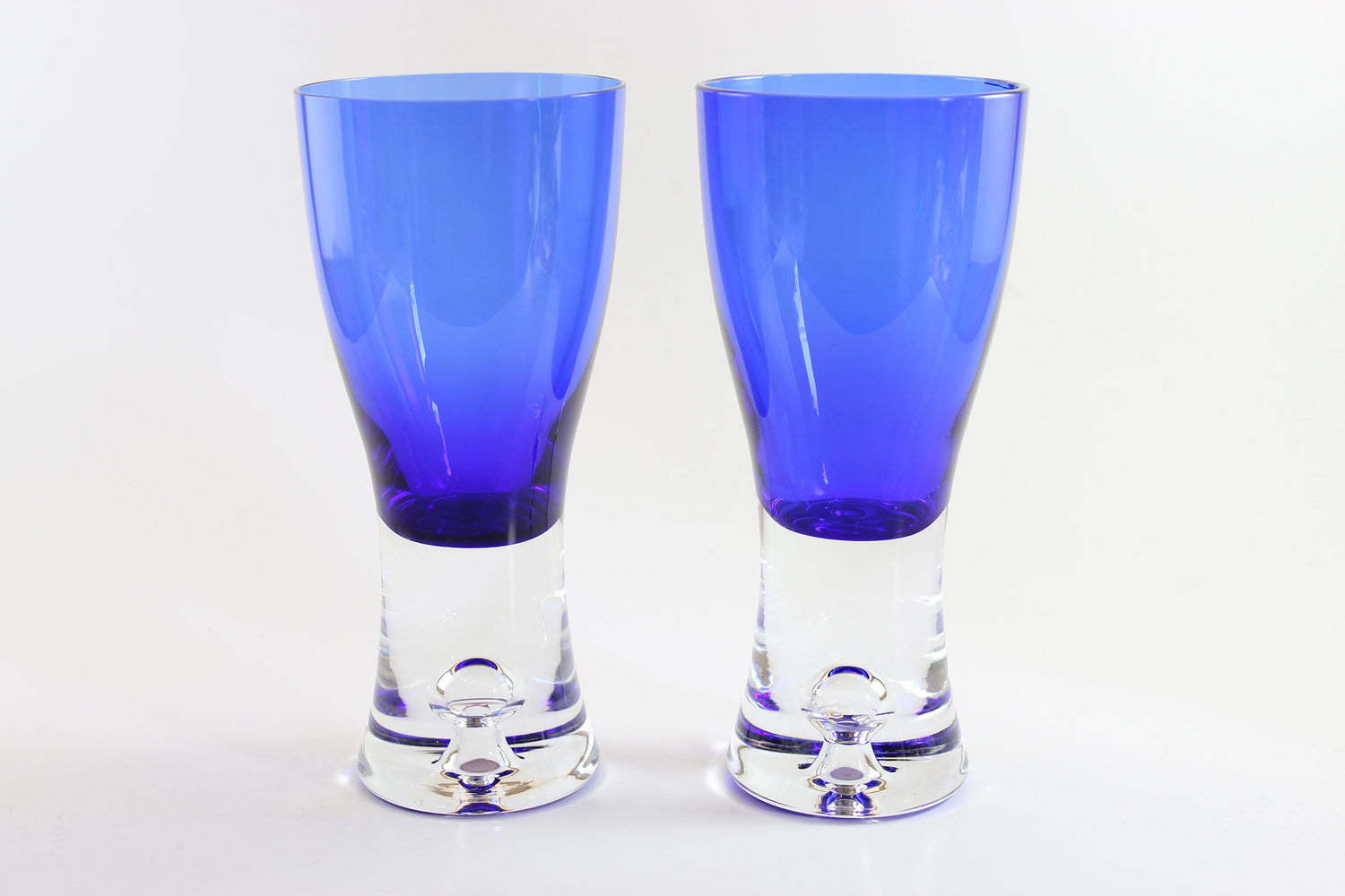 Cobalt Blue and Clear Crystal Wine Glass, Stockholm Pattern