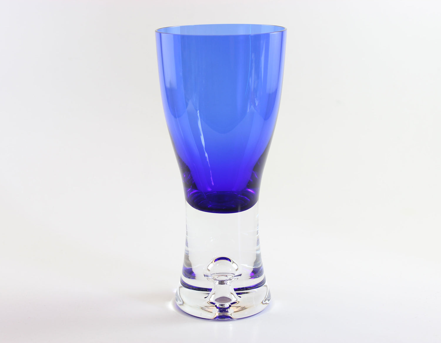 Cobalt Blue and Clear Crystal Wine Glass, Stockholm Pattern