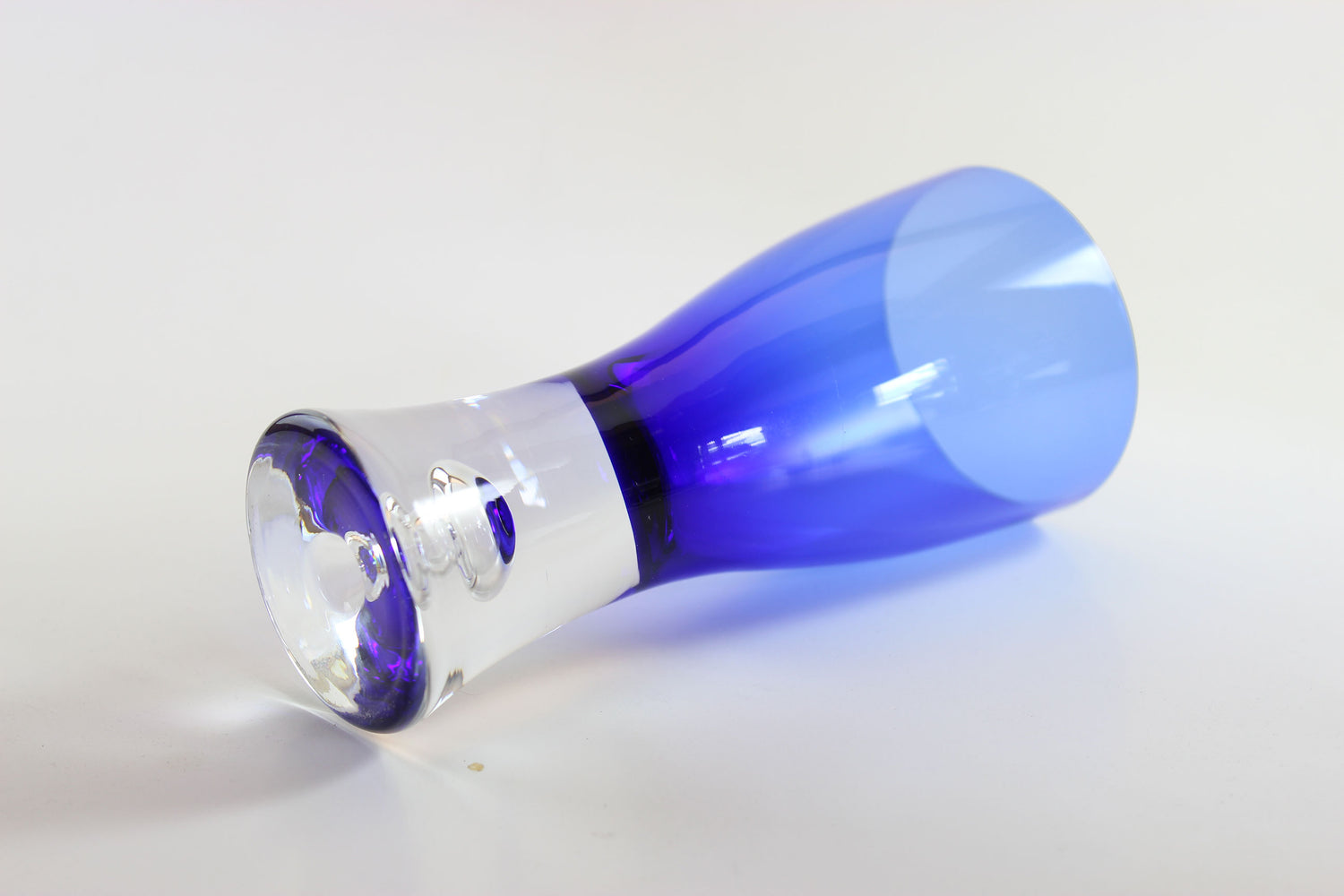 Cobalt Blue and Clear Crystal Wine Glass, Stockholm Pattern