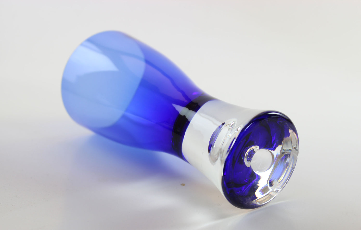 Cobalt Blue and Clear Crystal Wine Glass, Stockholm Pattern