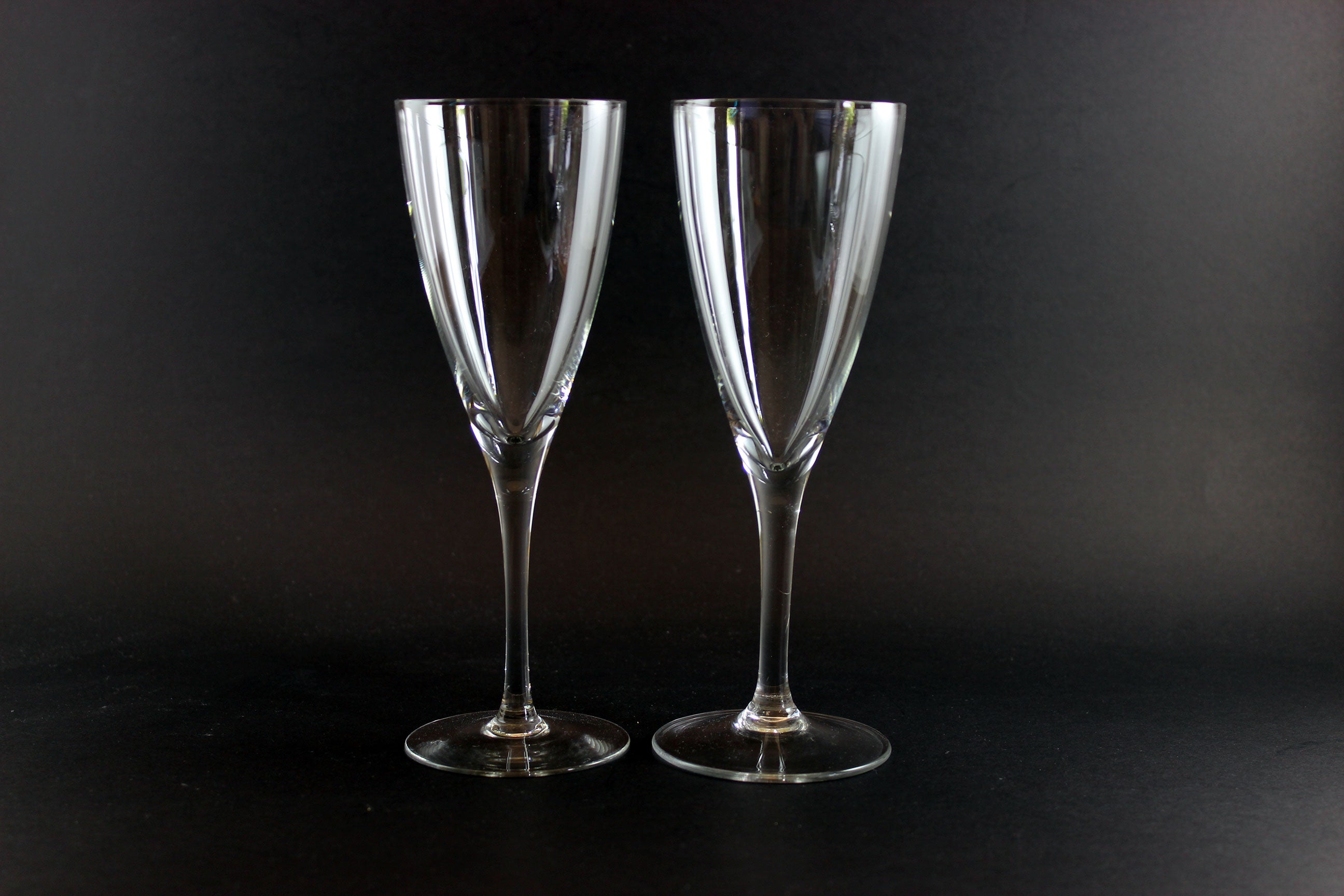 Blown Glass Champagne Flutes or Medium Wine Glasses