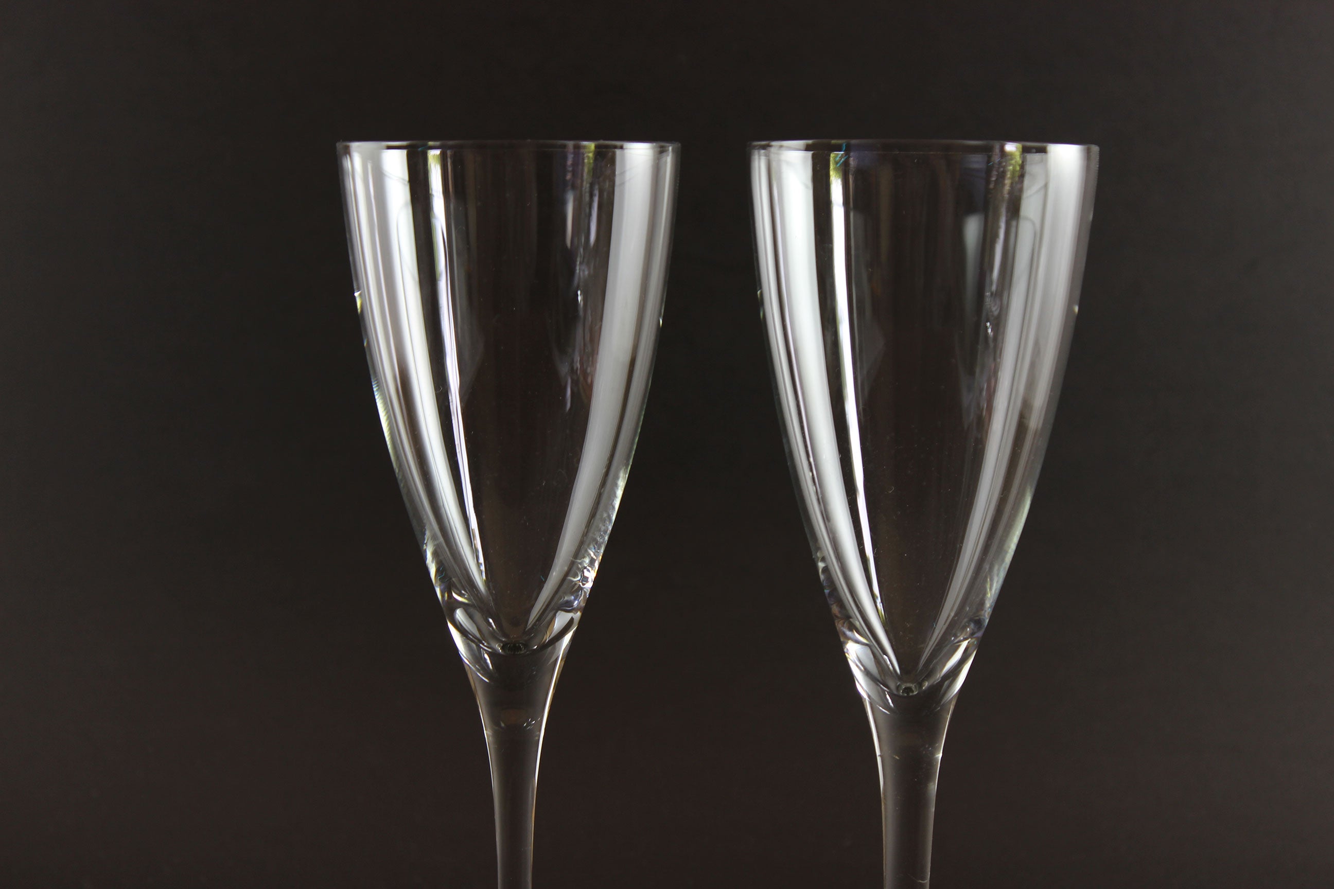 Blown Glass Champagne Flutes or Medium Wine Glasses