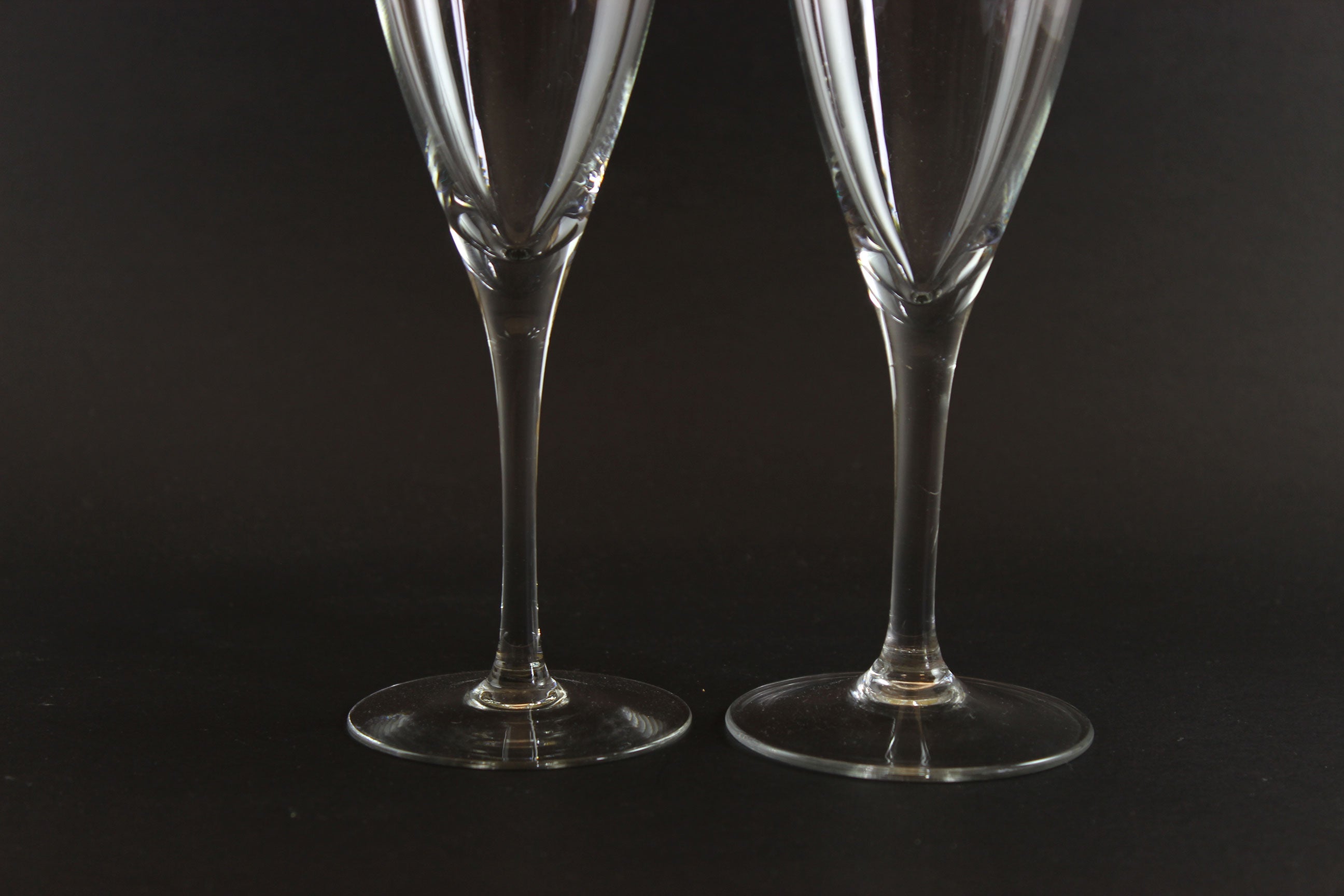 Blown Glass Champagne Flutes or Medium Wine Glasses