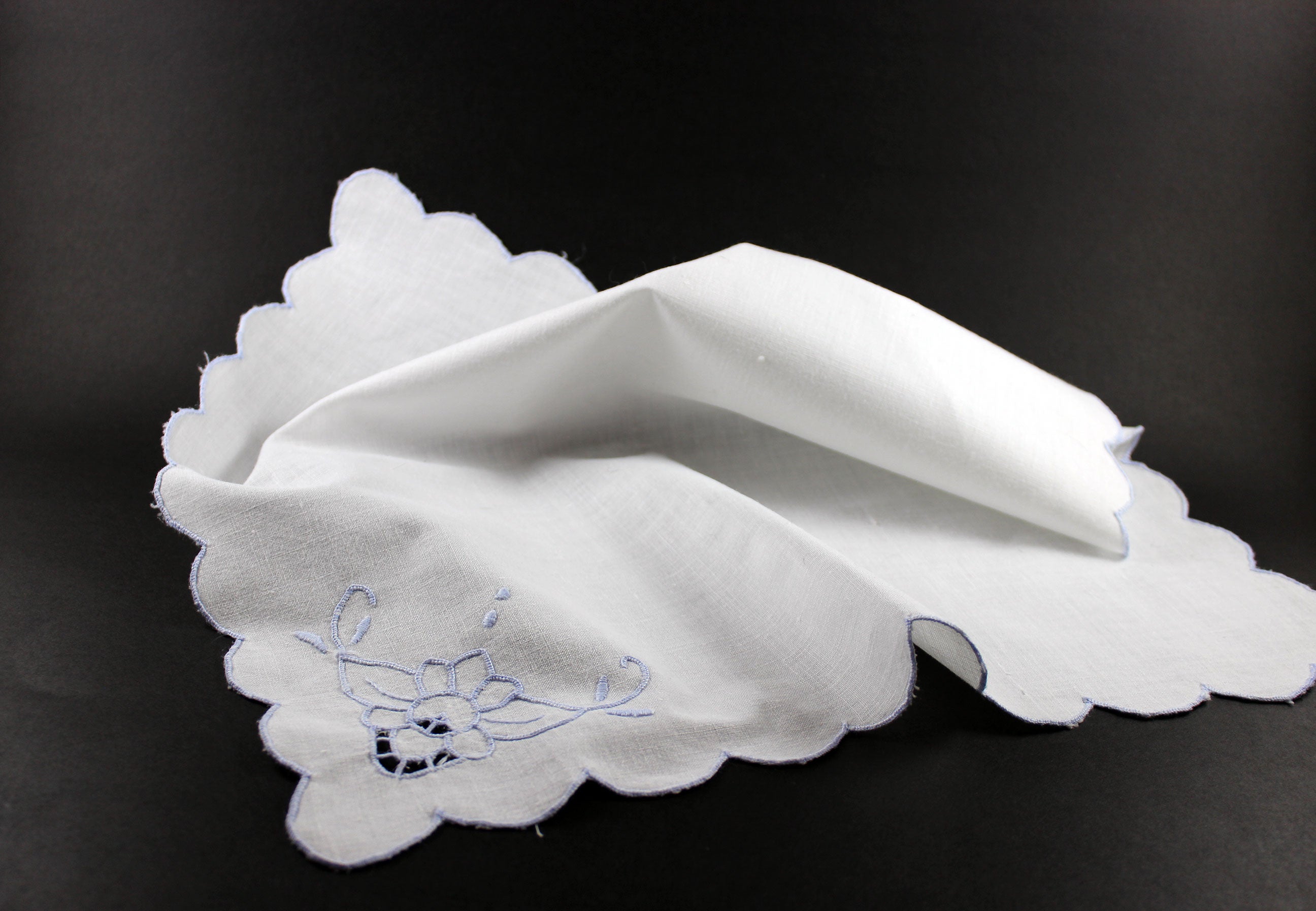 Blue Embroidered Cut Work Table Linen Set