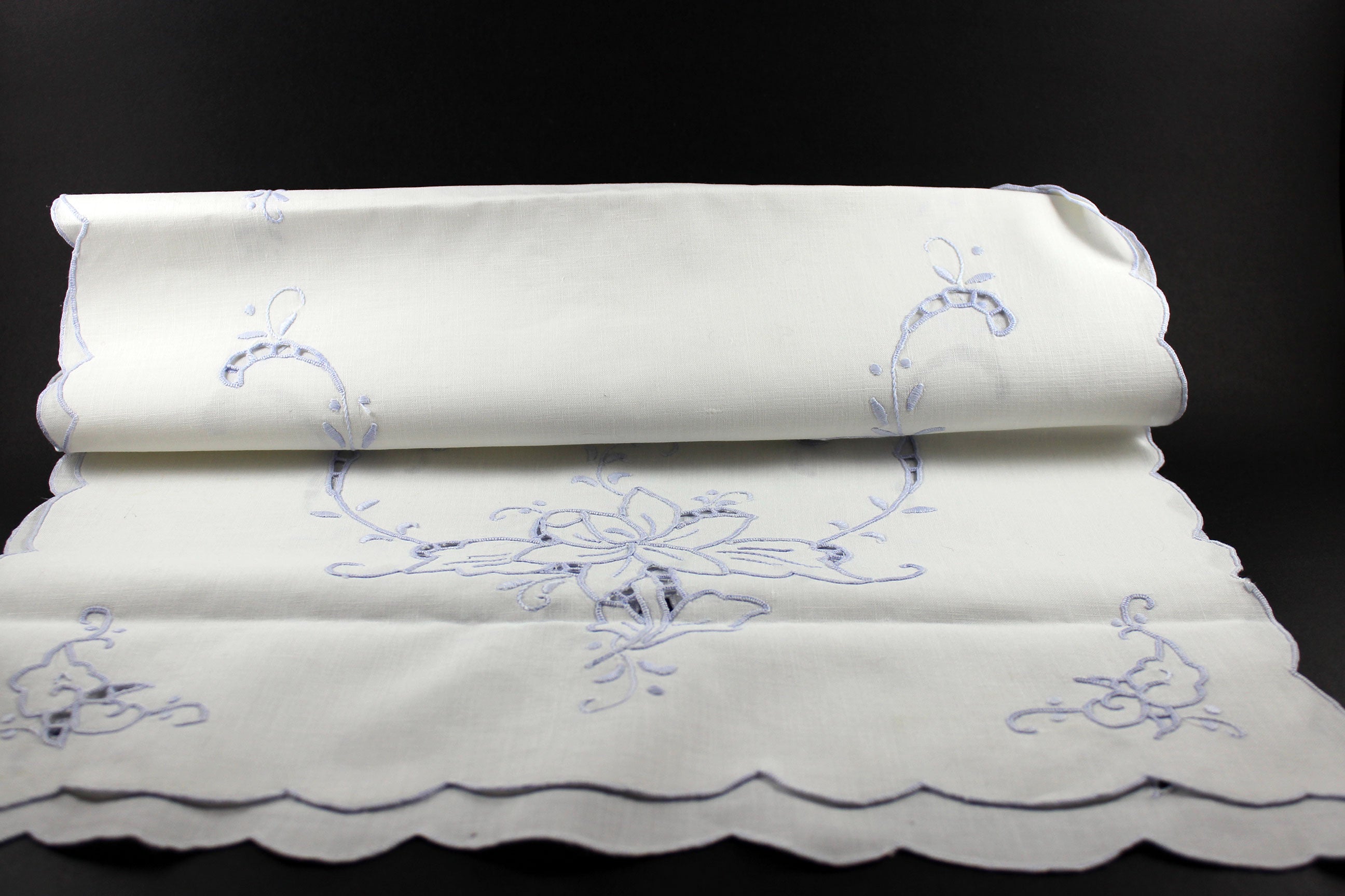 Blue Embroidered Cut Work Table Linen Set