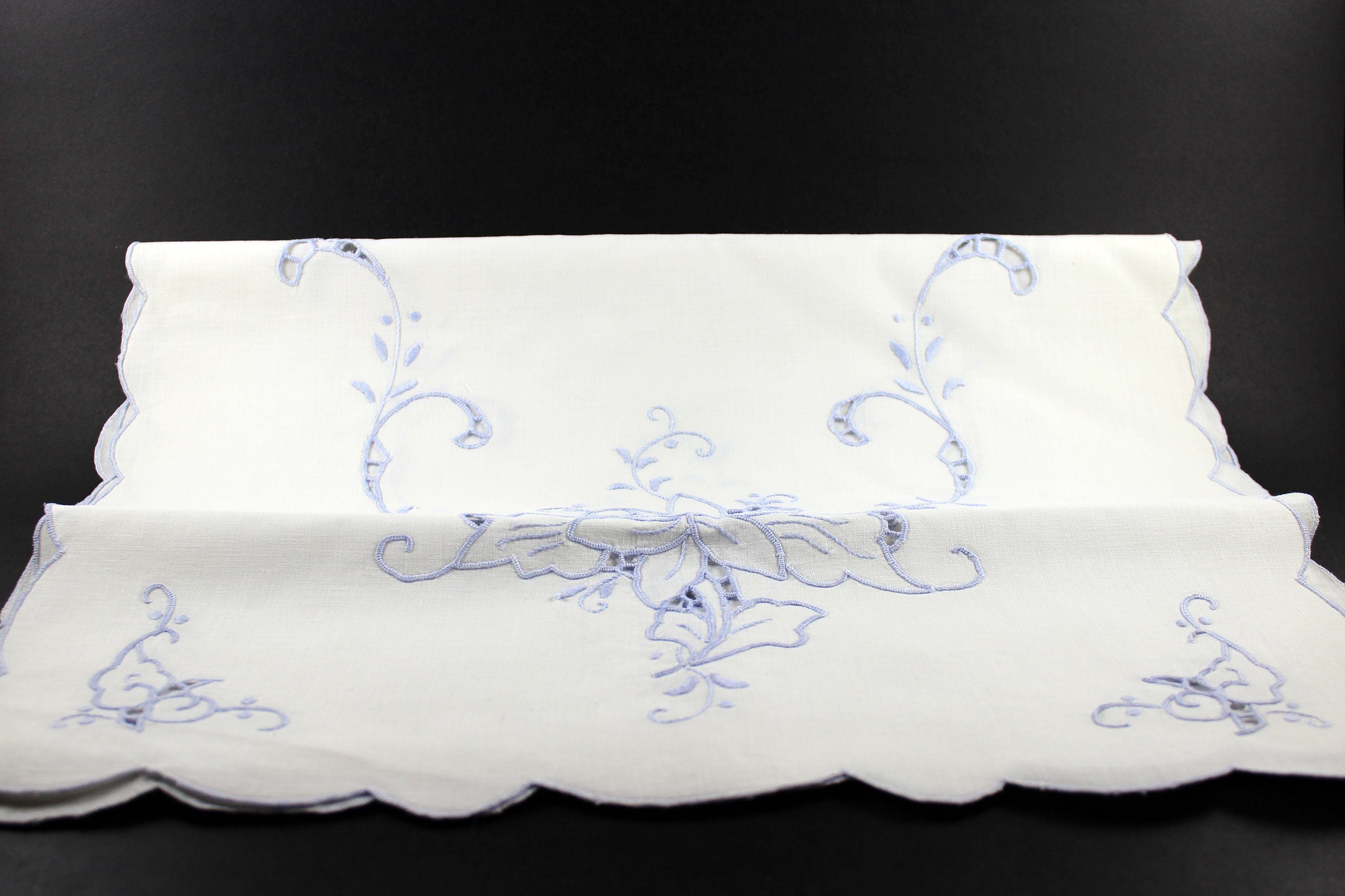 Blue Embroidered Cut Work Table Linen Set