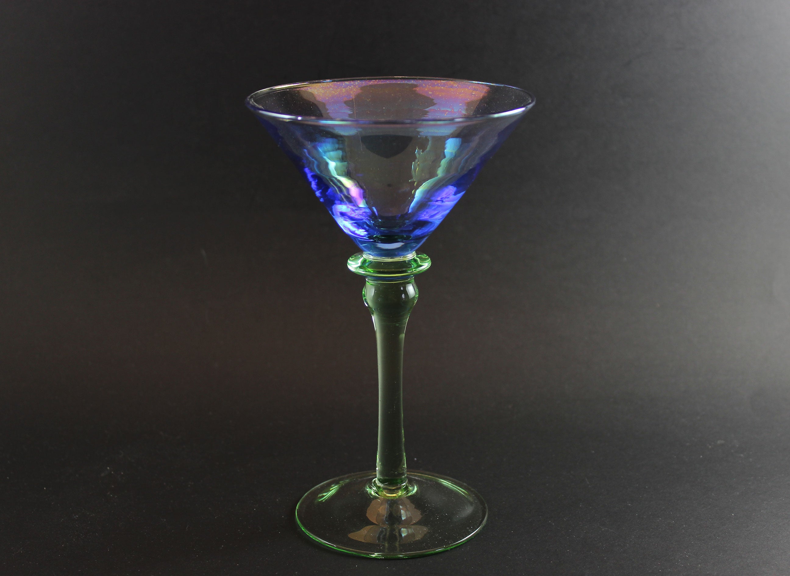 Blue and Green Tinted Martini Glasses