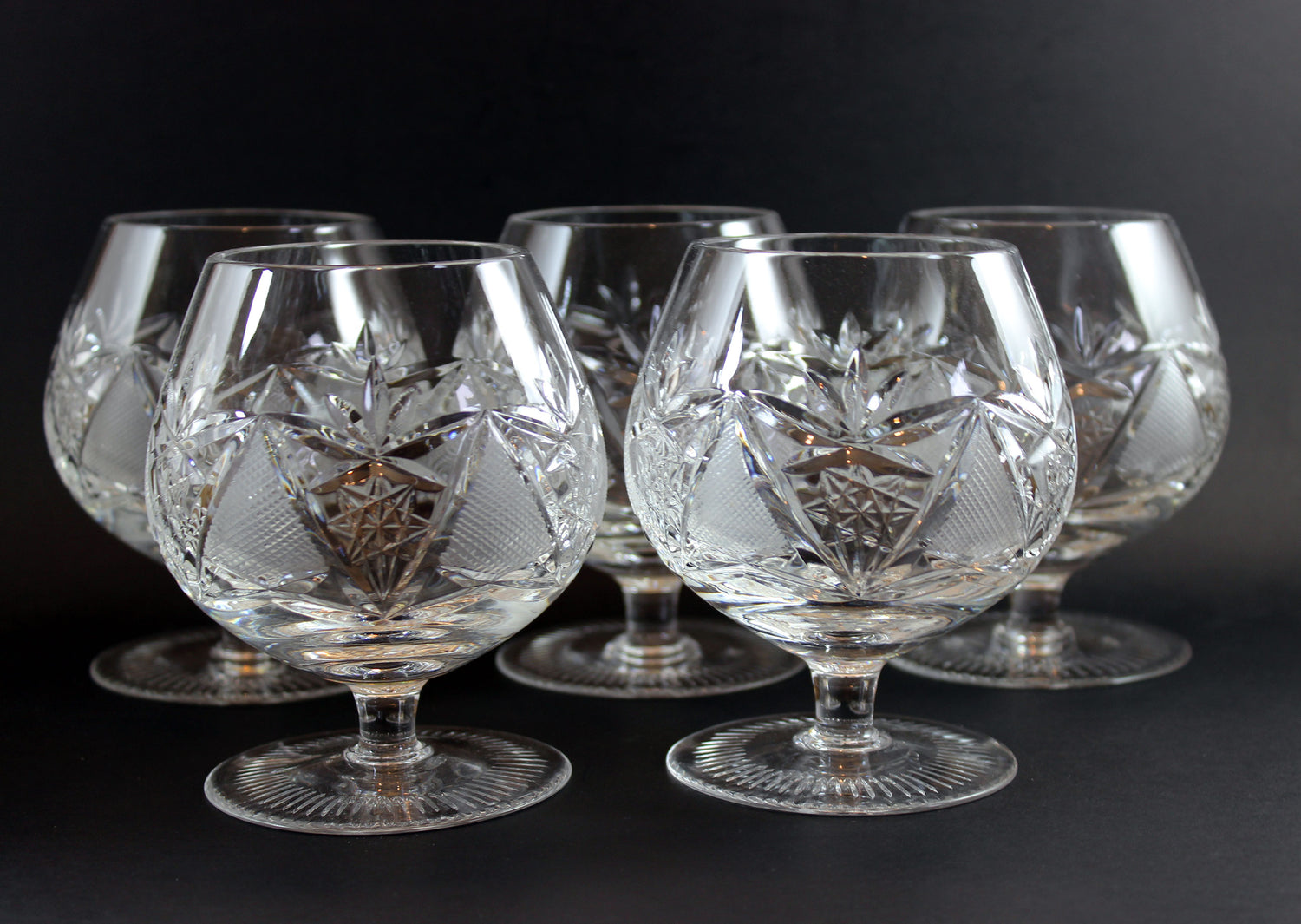 Bohemia Crystal, Large Cut Crystal Brandy Glasses