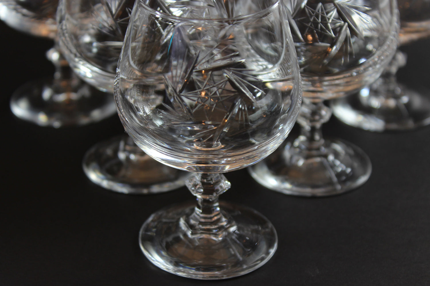Bohemia Pinwheel Crystal, Small Brandy Glasses