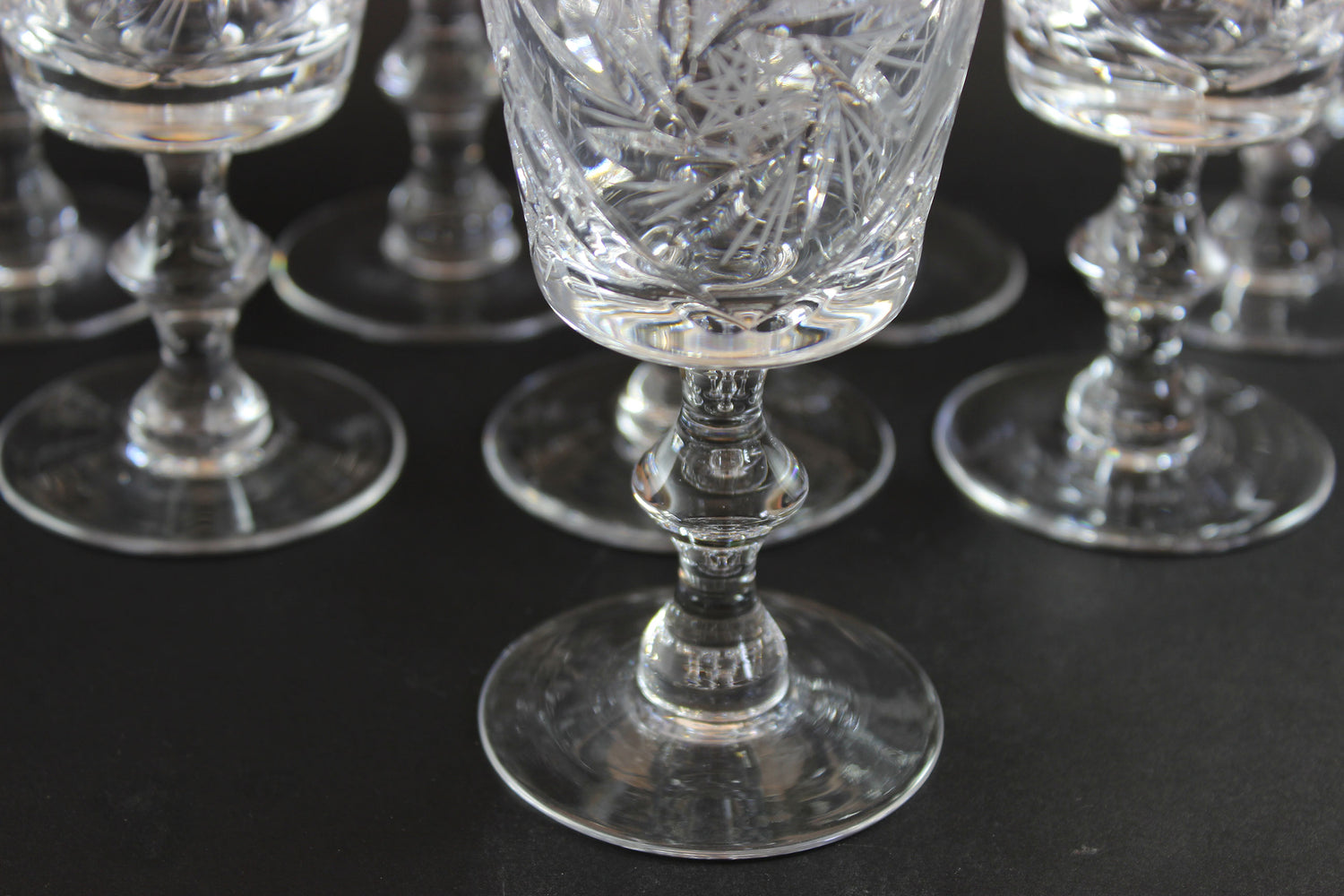 Pinwheel Crystal, Bamboo Stem, Wine Glasses