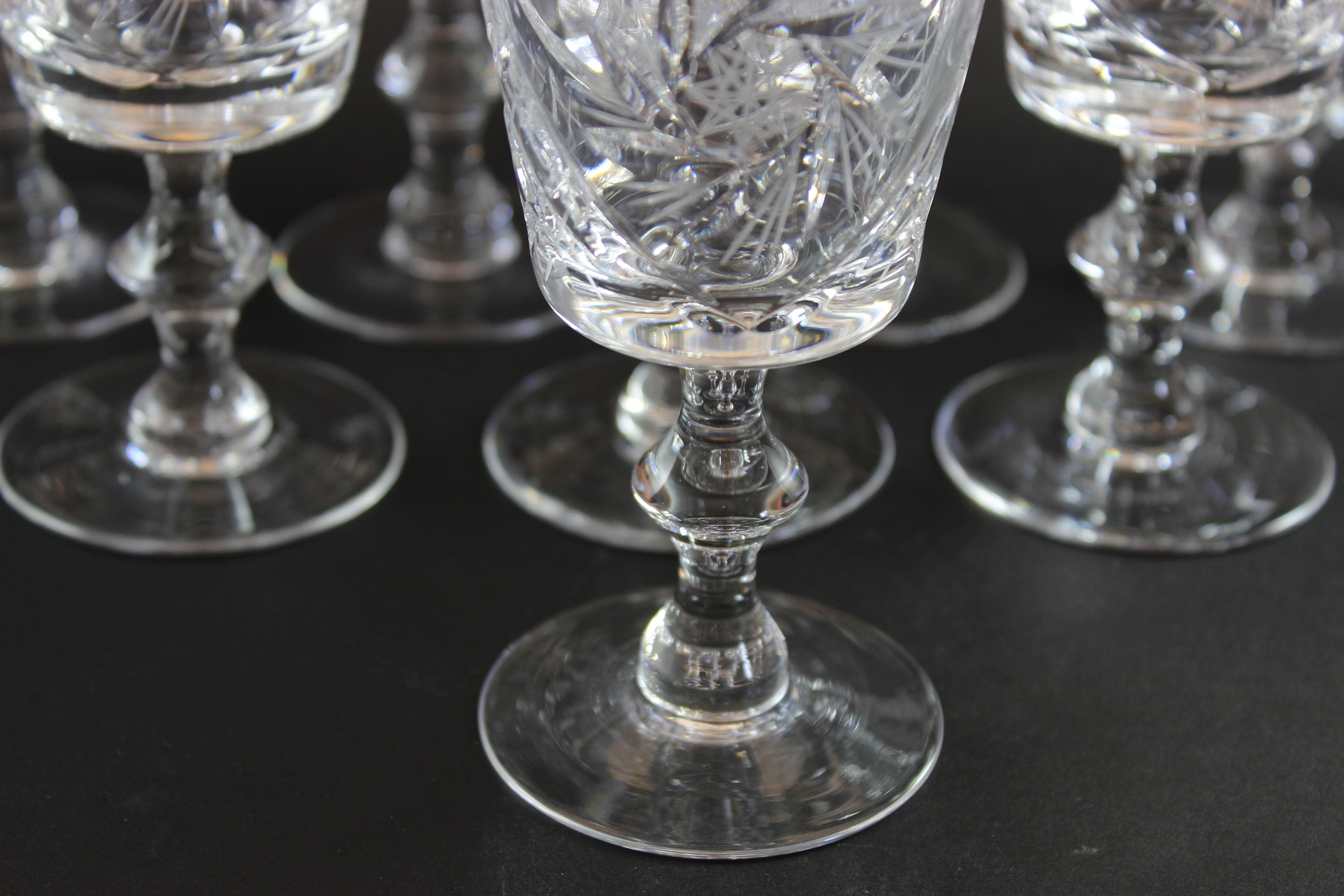 Pinwheel Crystal, Bamboo Stem, Wine Glasses