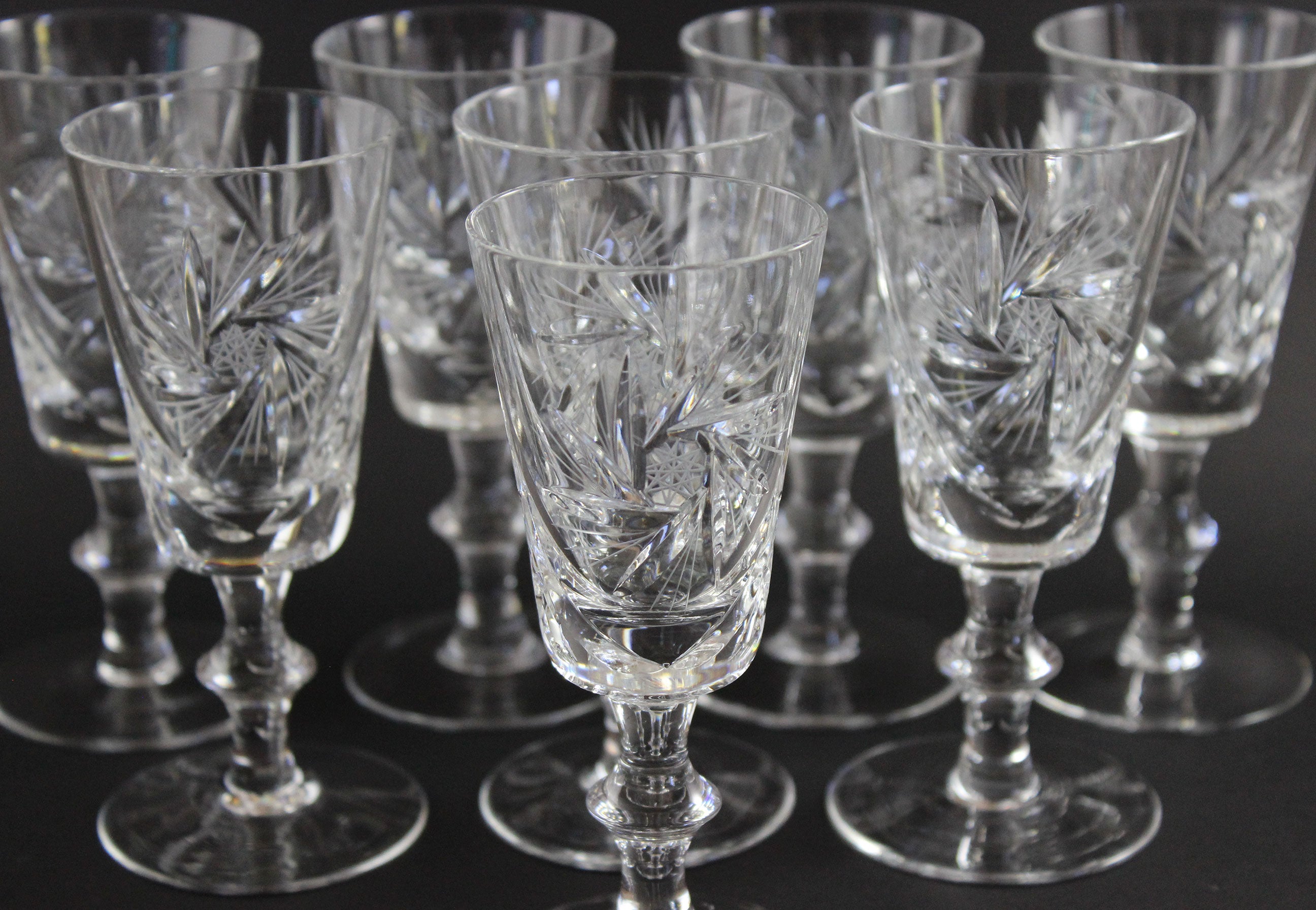 Bohemia, Pinwheel Crystal, Sherry Glasses