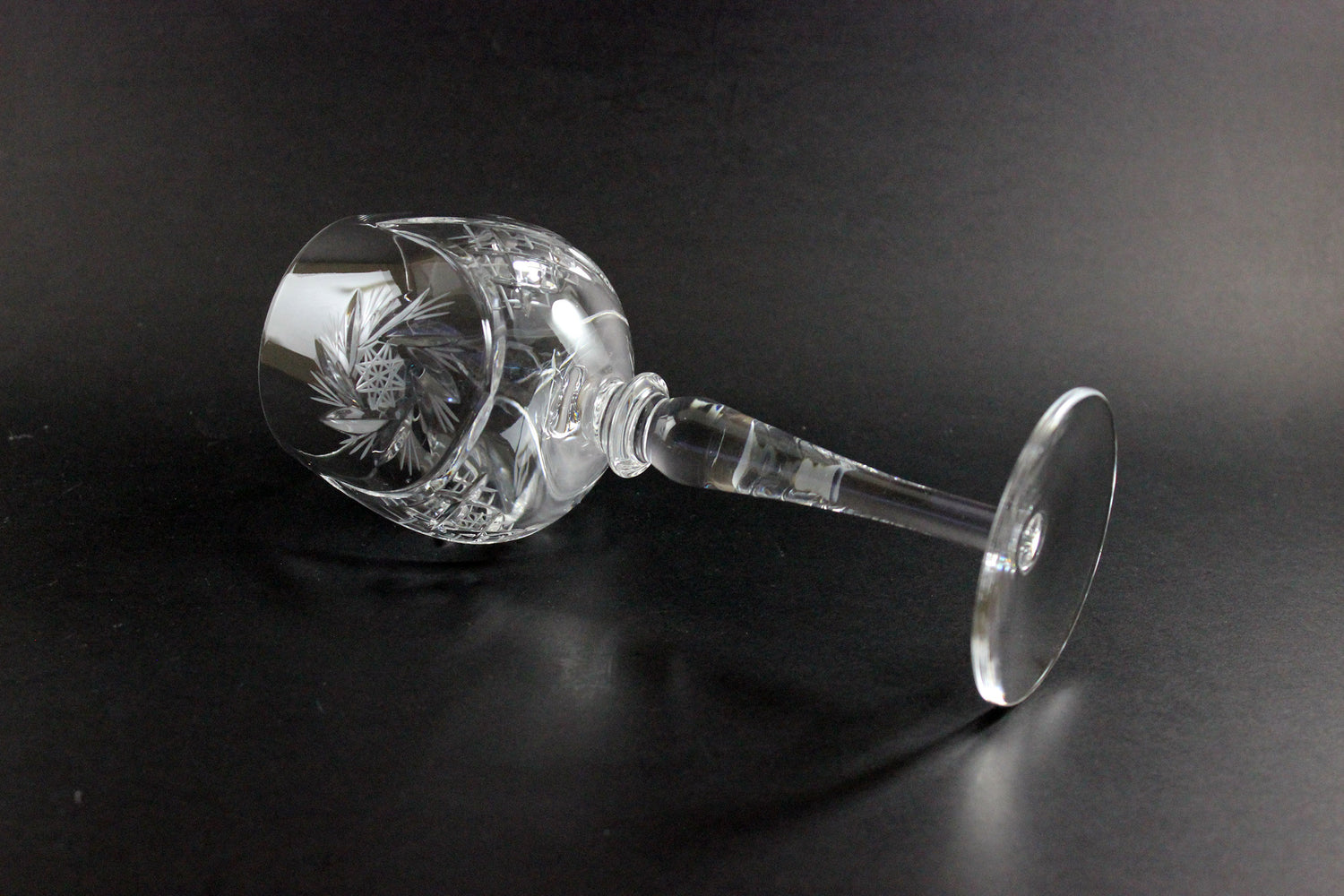 Decorative glass goblet on a black background