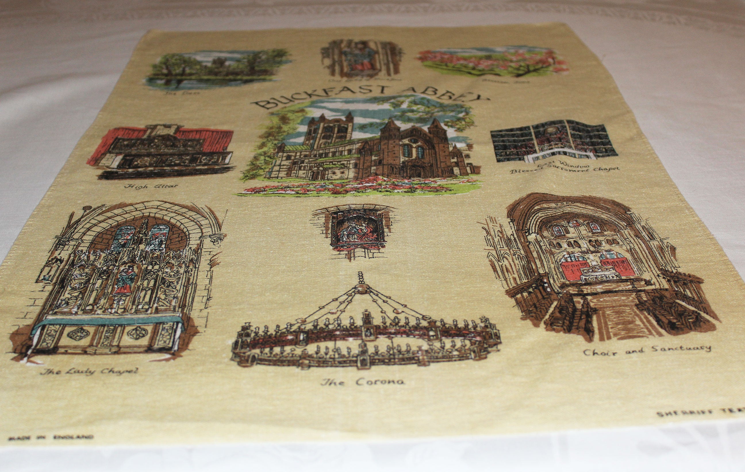 Souvenir Linen Tea Towel, Buckfast Abbey