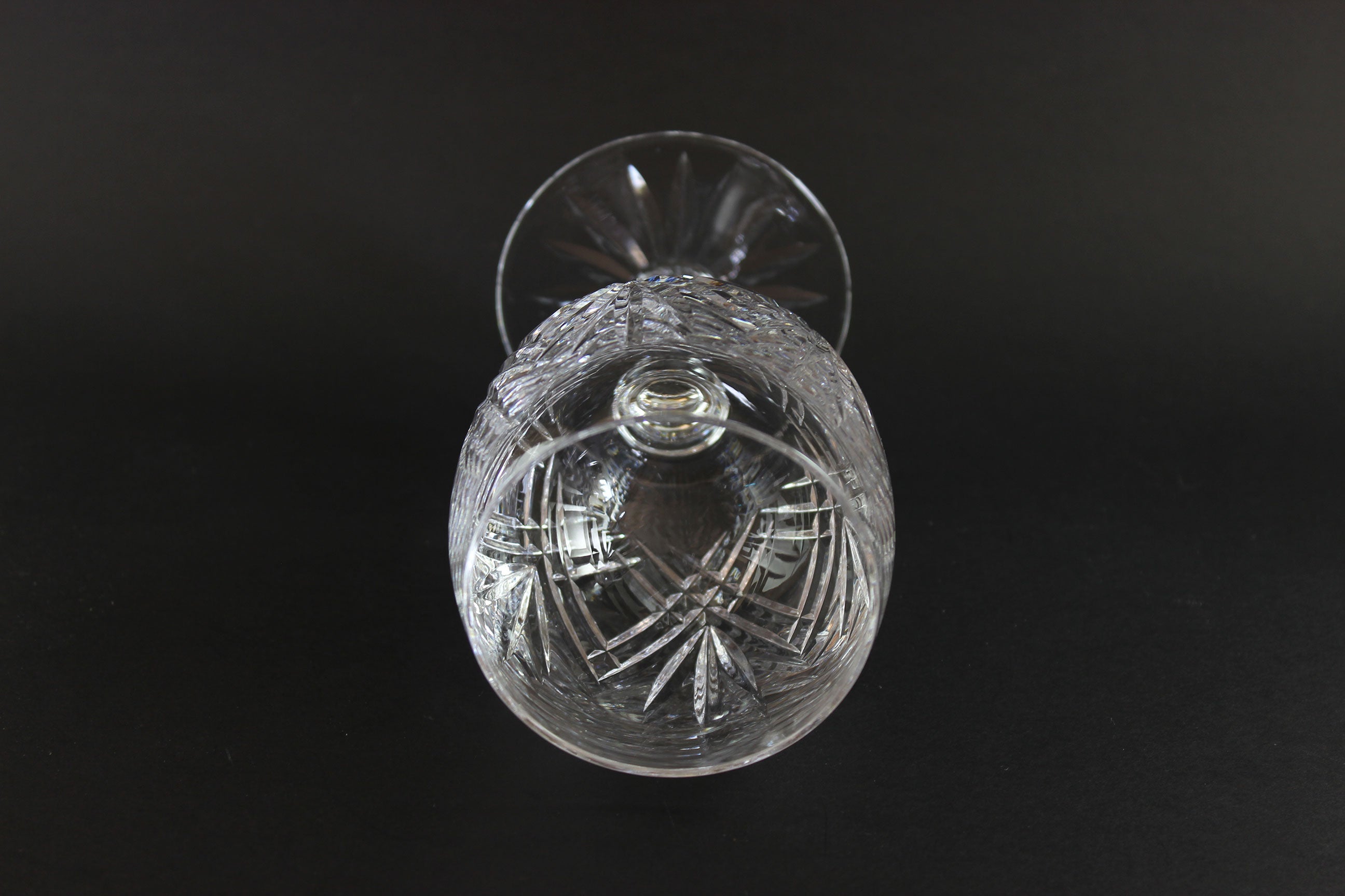 Cut Crystal wine glass on a black background