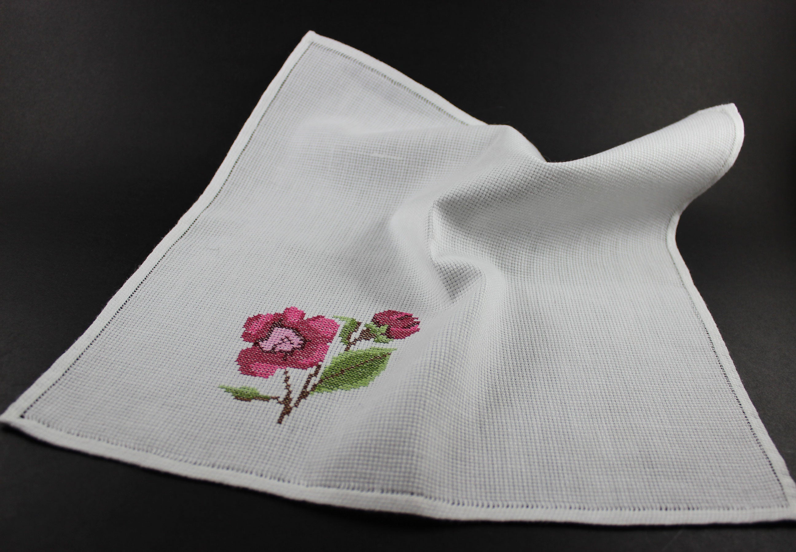 Floral Cross Stitched Table Linen Set