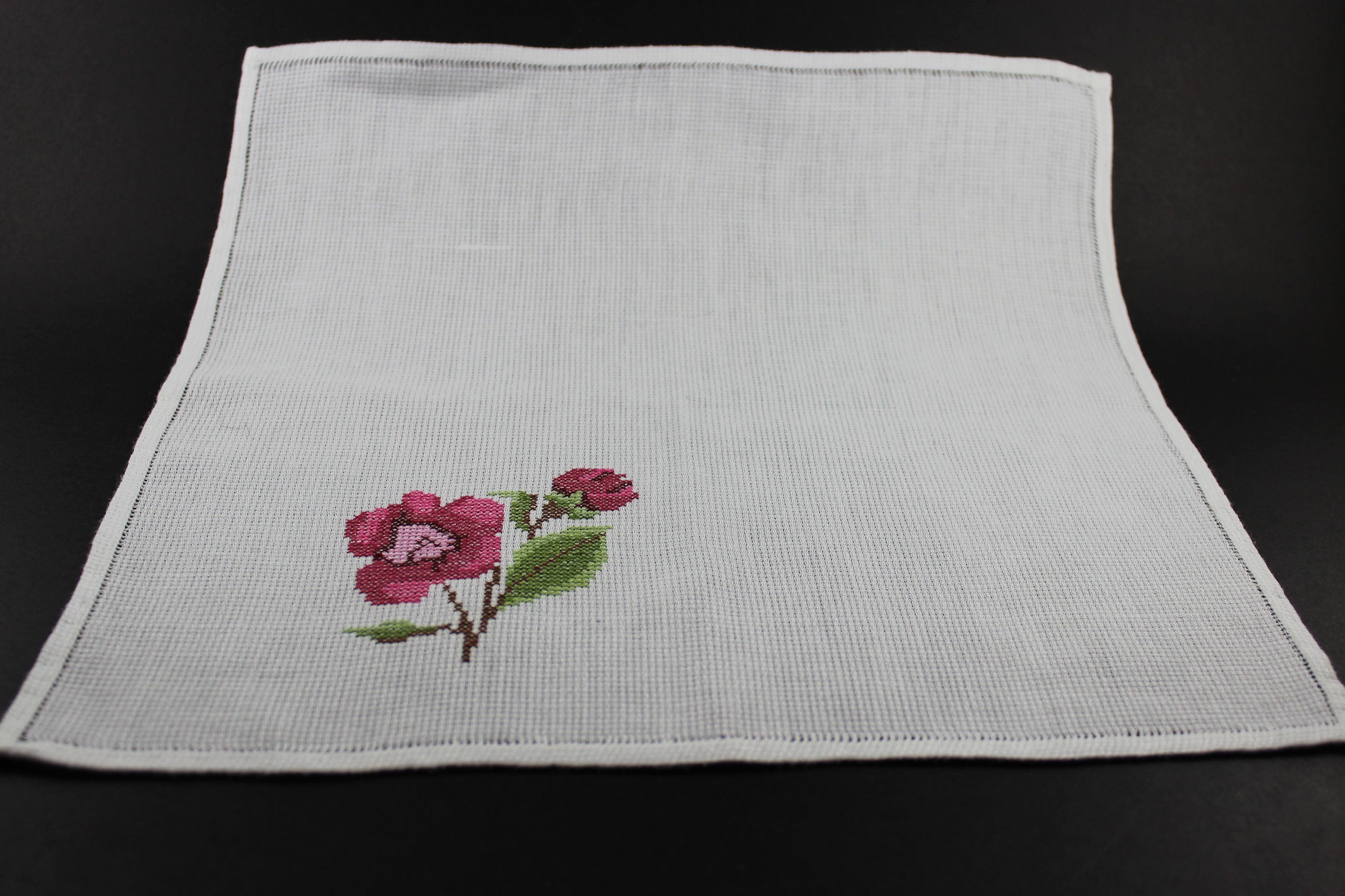 Floral Cross Stitched Table Linen Set