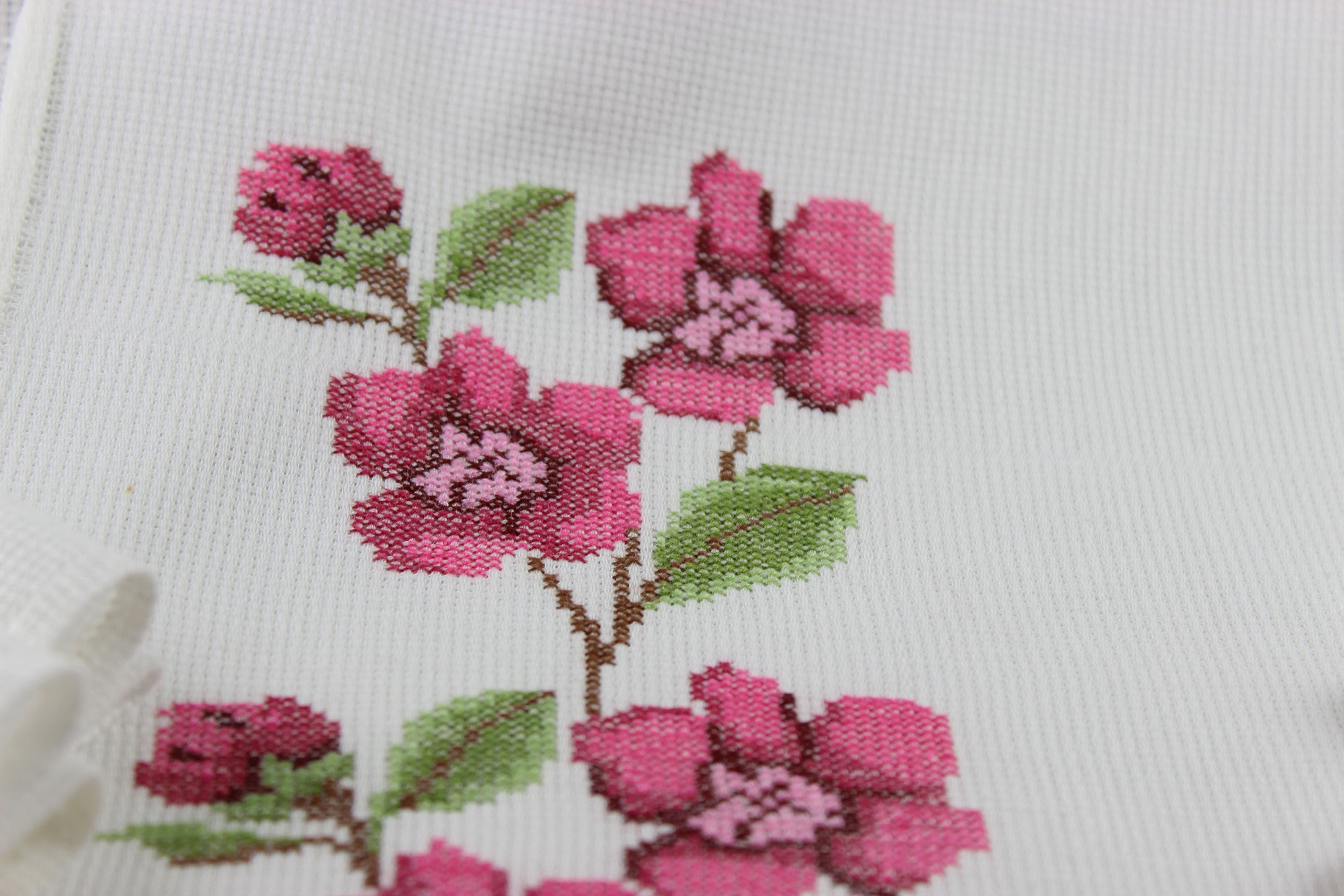 Floral Cross Stitched Table Linen Set