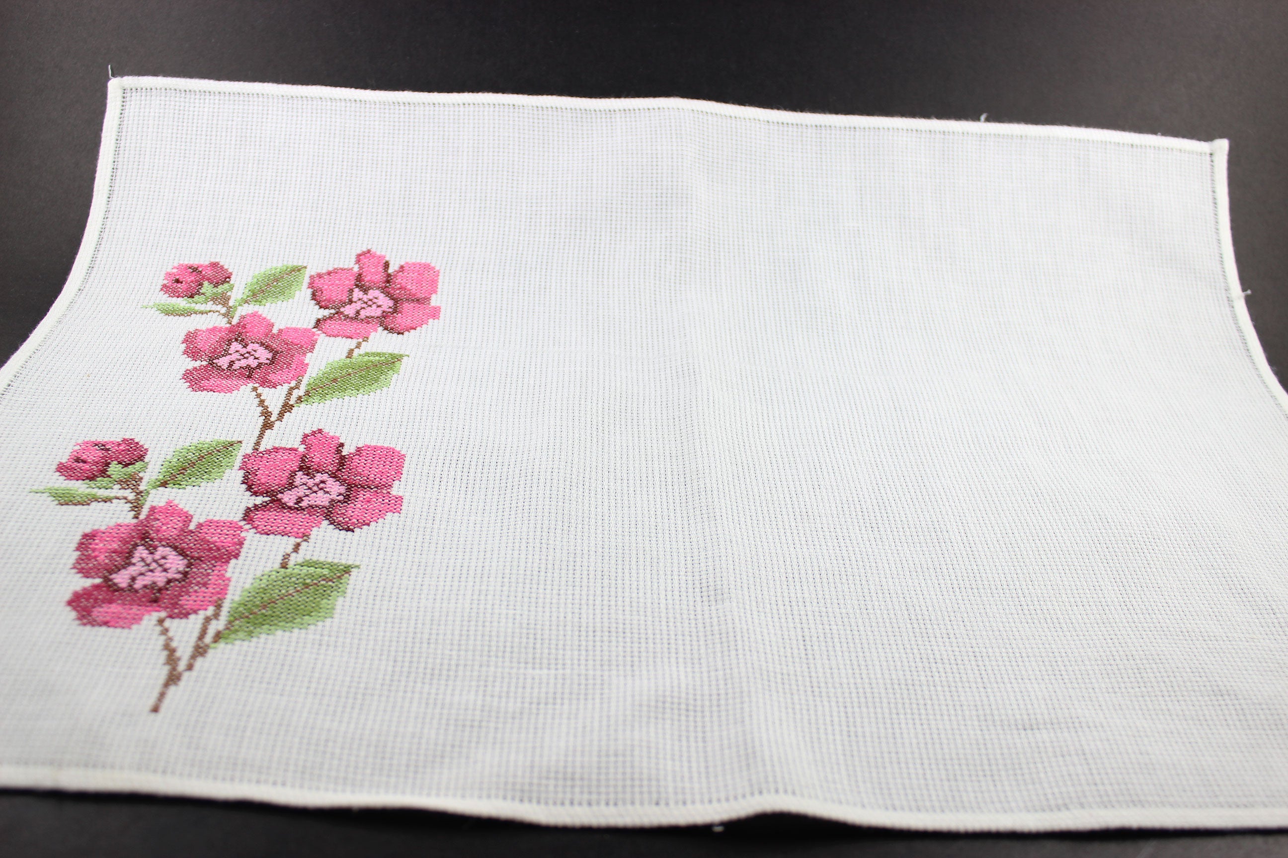 Floral Cross Stitched Table Linen Set