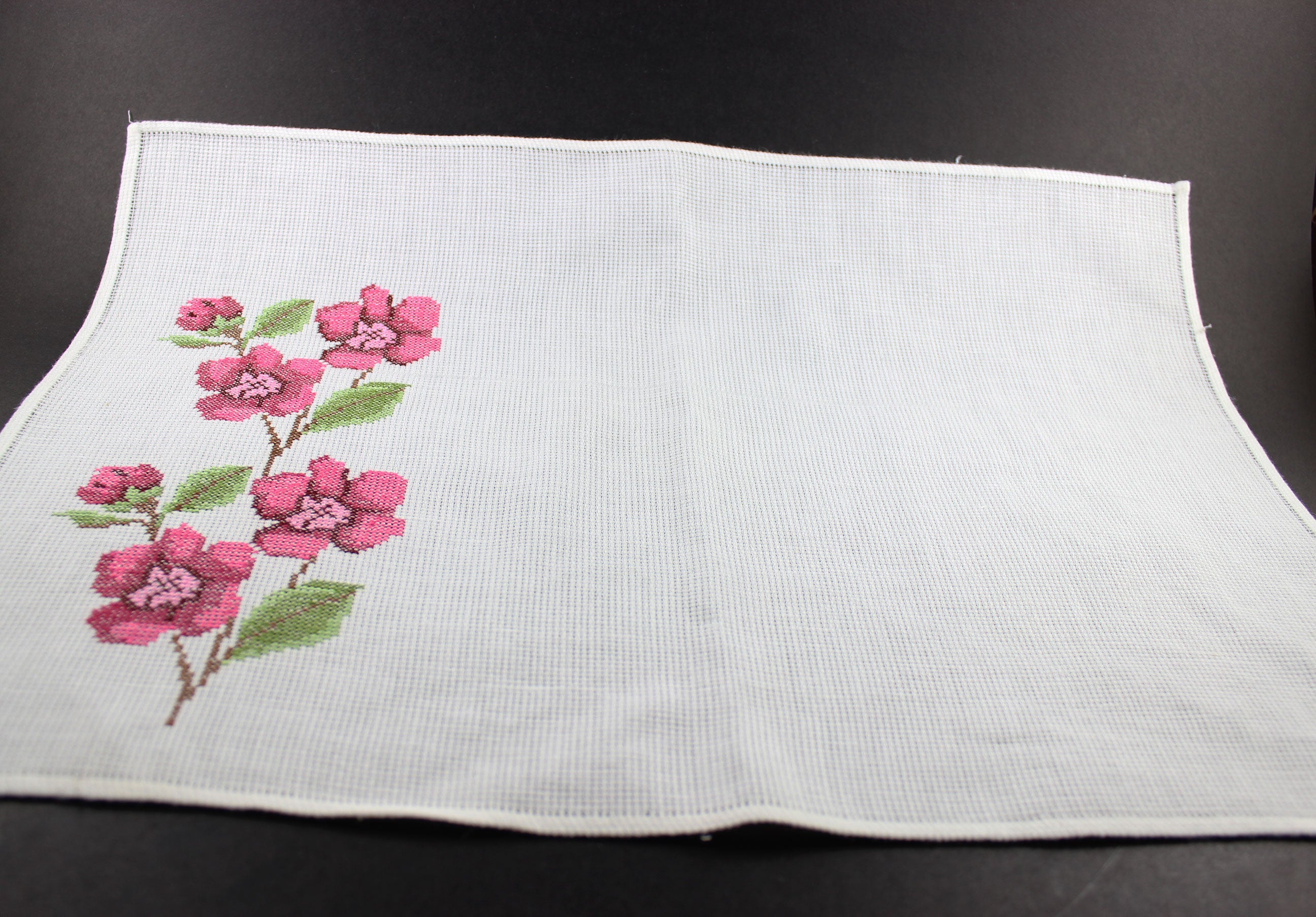 Floral Cross Stitched Table Linen Set