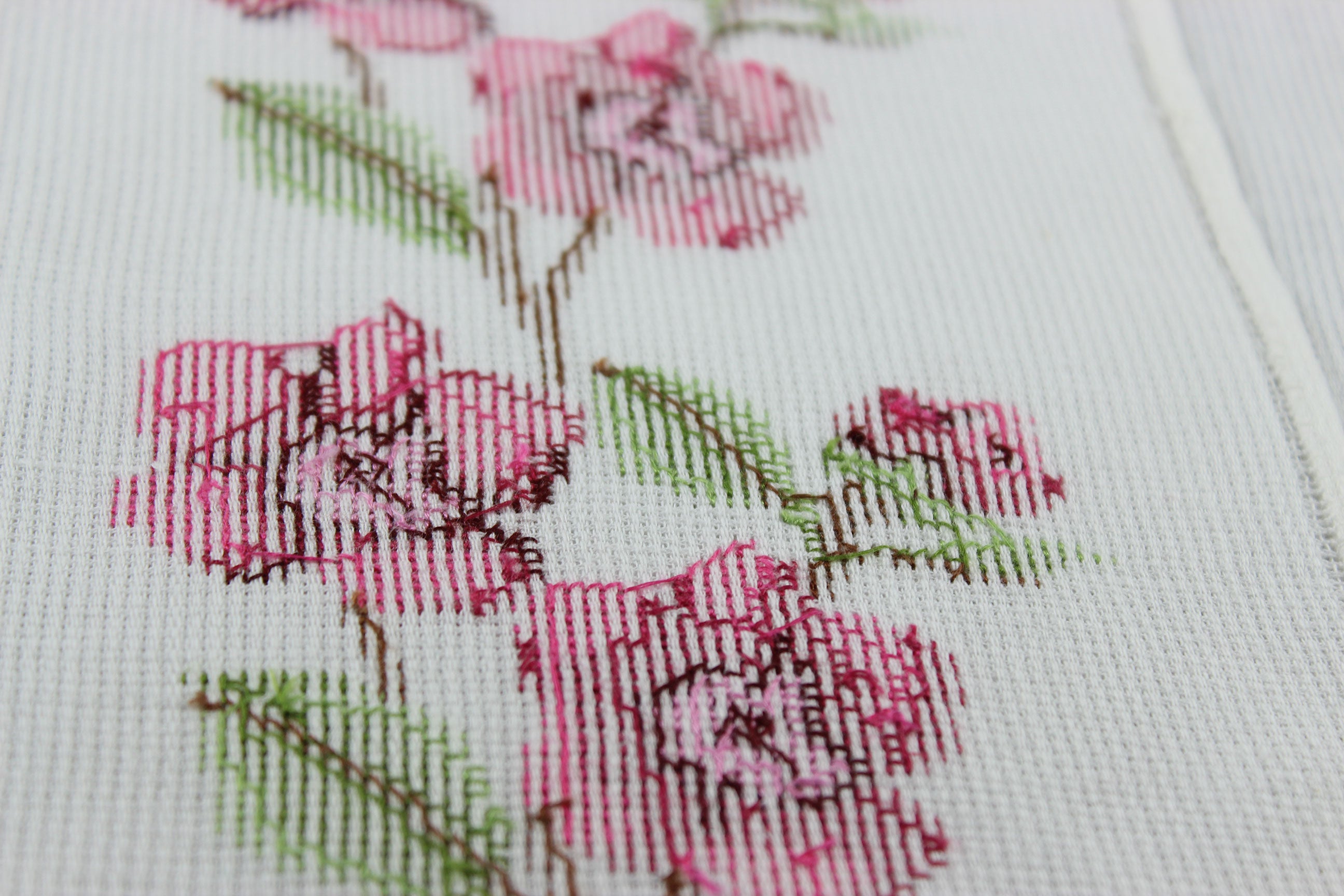 Floral Cross Stitched Table Linen Set