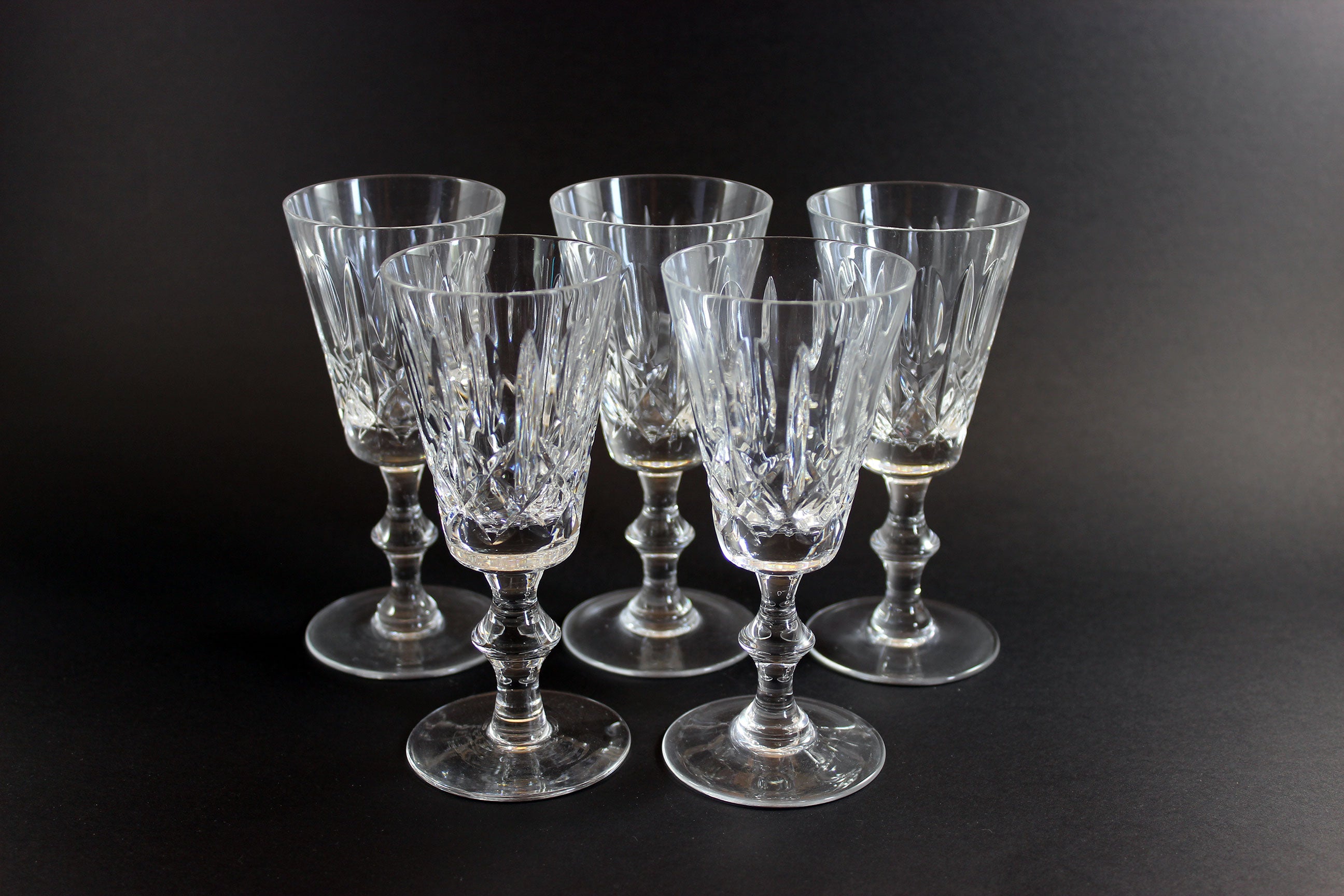 Cross and Olive Crystal, Sherry Glasses