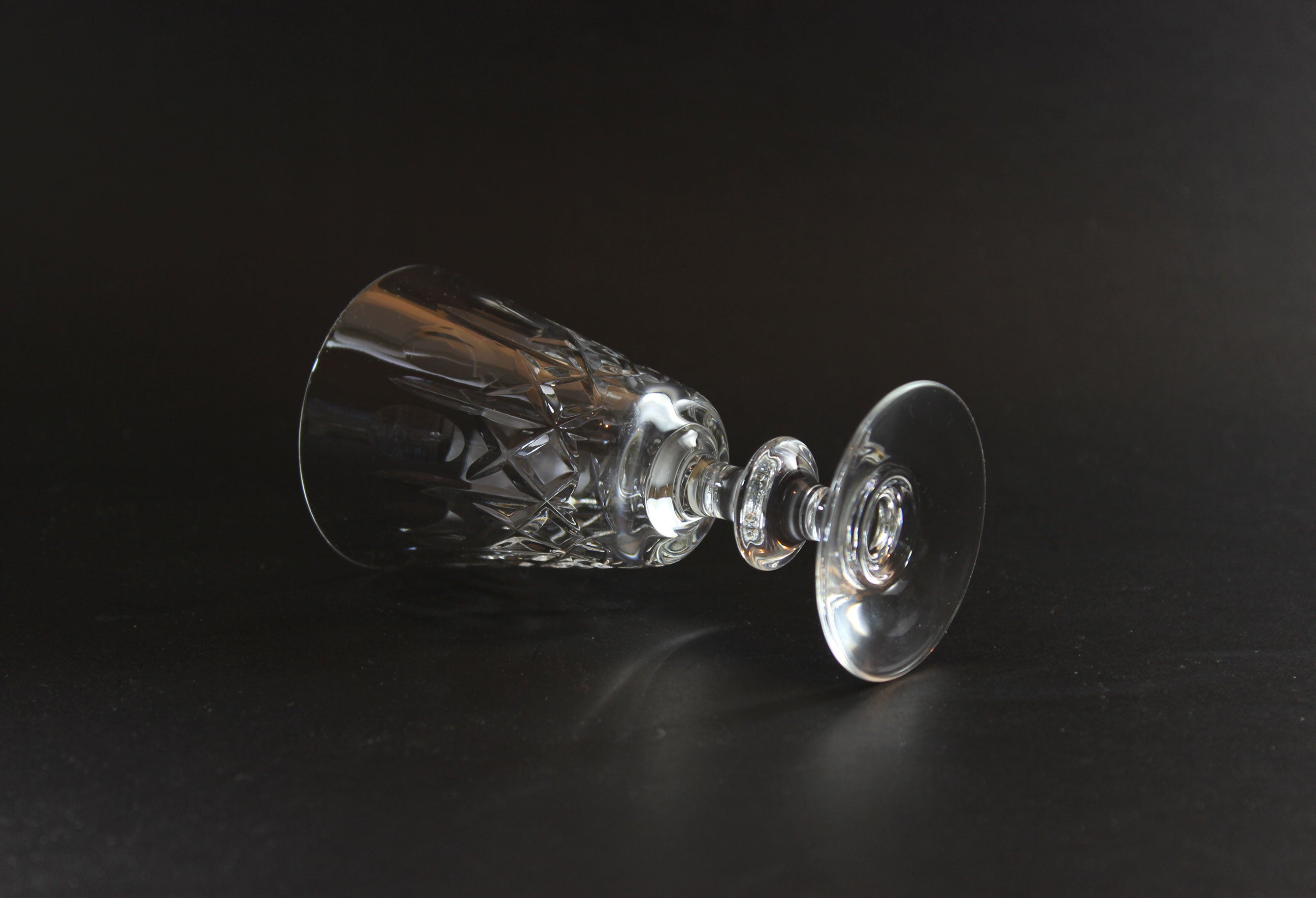 Cross and Olive Crystal, Sherry or Port Glasses