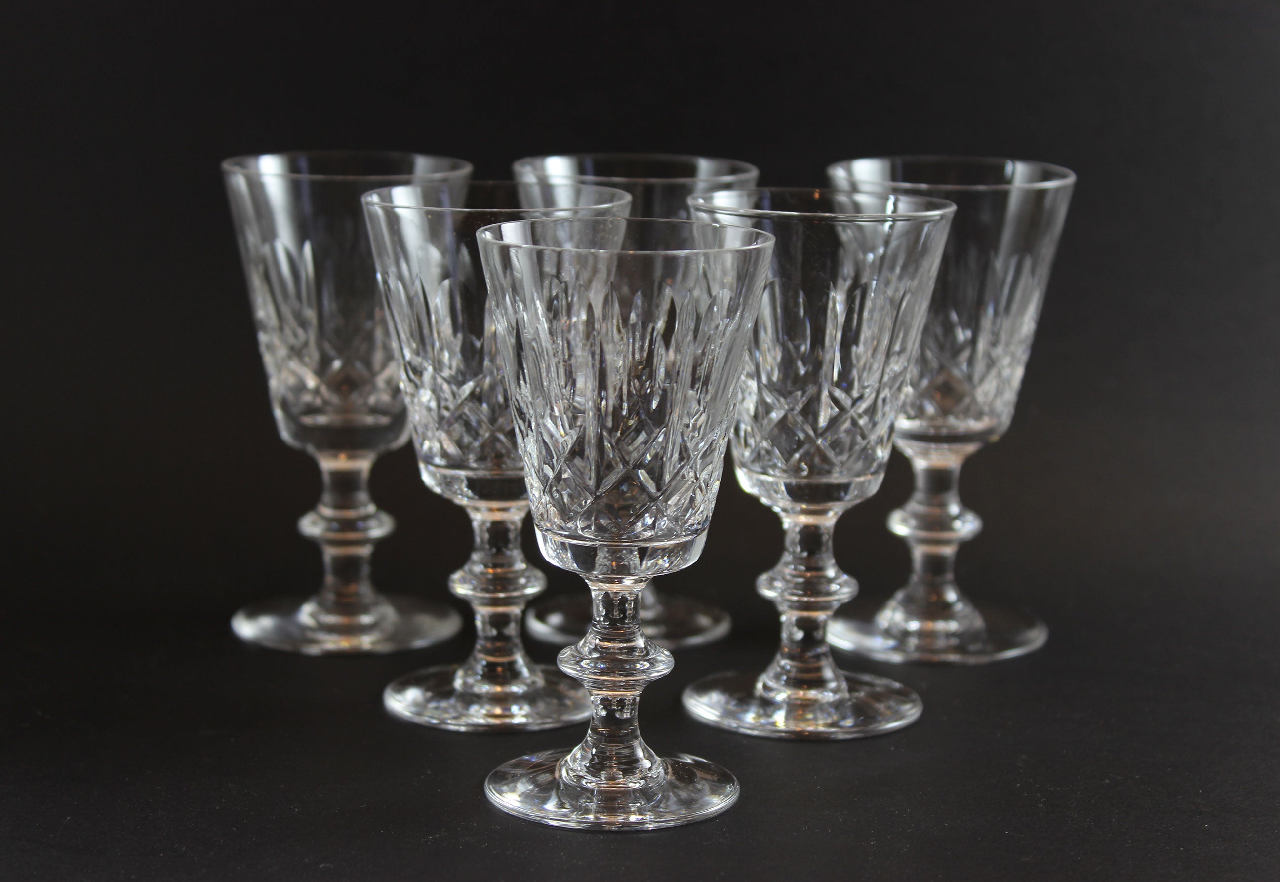 Cross and Olive Crystal, Sherry or Port Glasses
