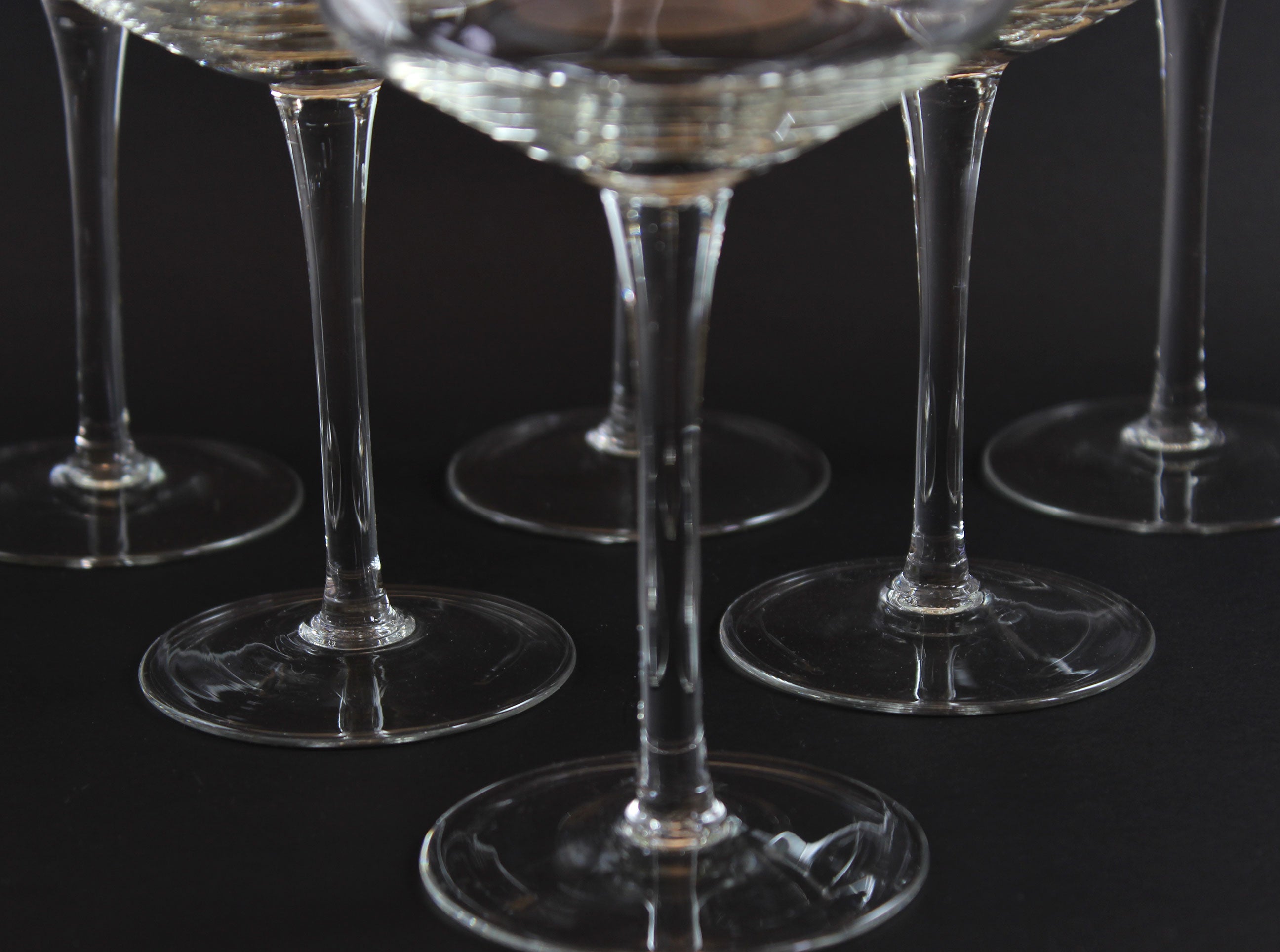 Blown Glass Champagne Coupe or High Dessert Glasses, Mid Century