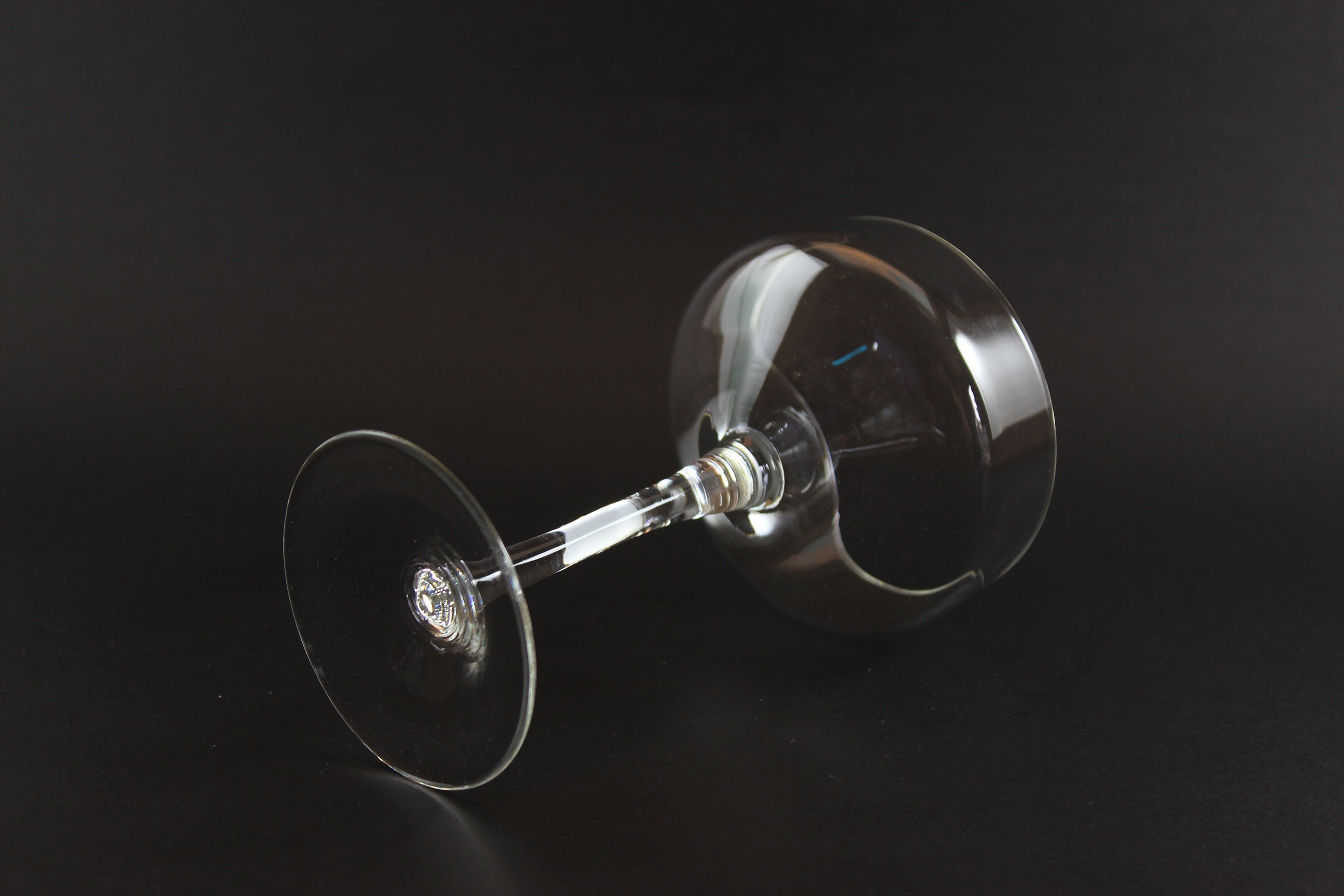 Blown Glass Champagne Coupe or High Dessert Glasses, Mid Century