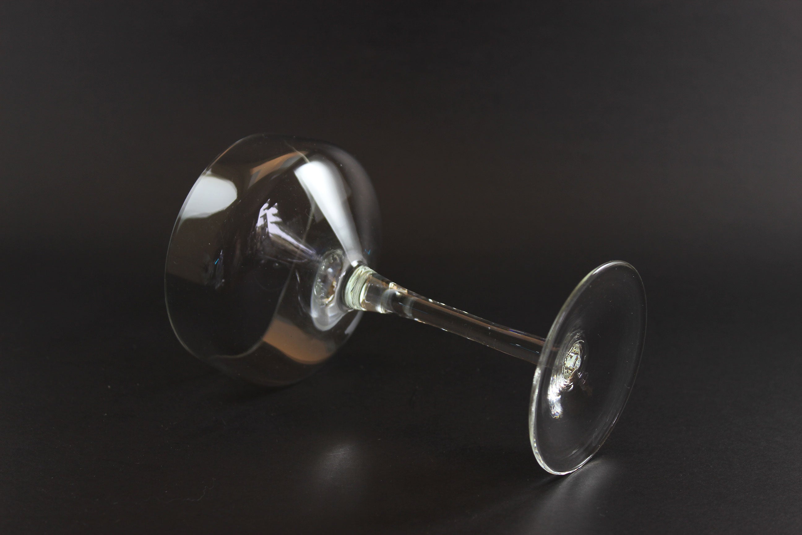Blown Glass Champagne Coupe or High Dessert Glasses, Mid Century