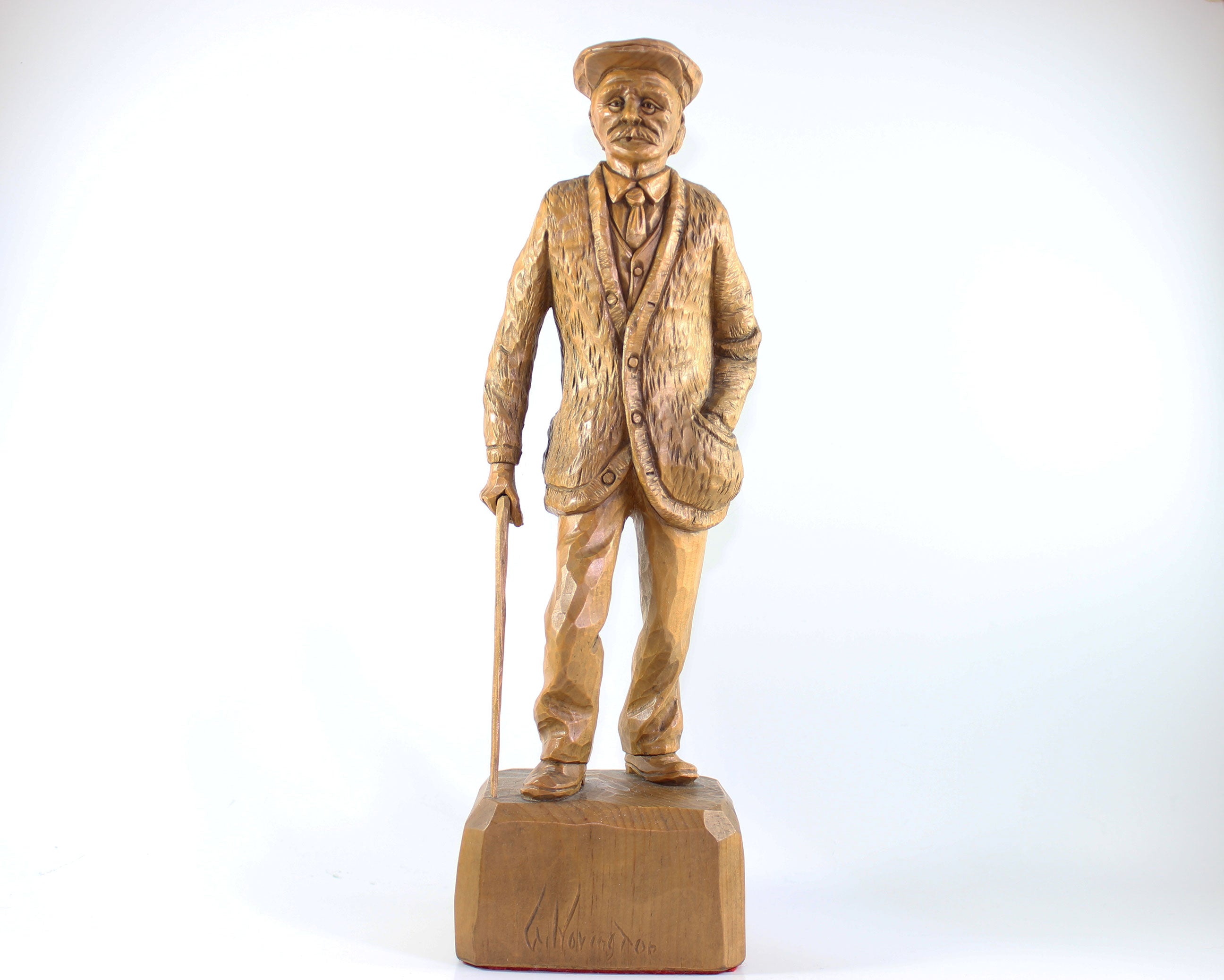Gaetan Hovington, Wood Sculpture, Elderly Man